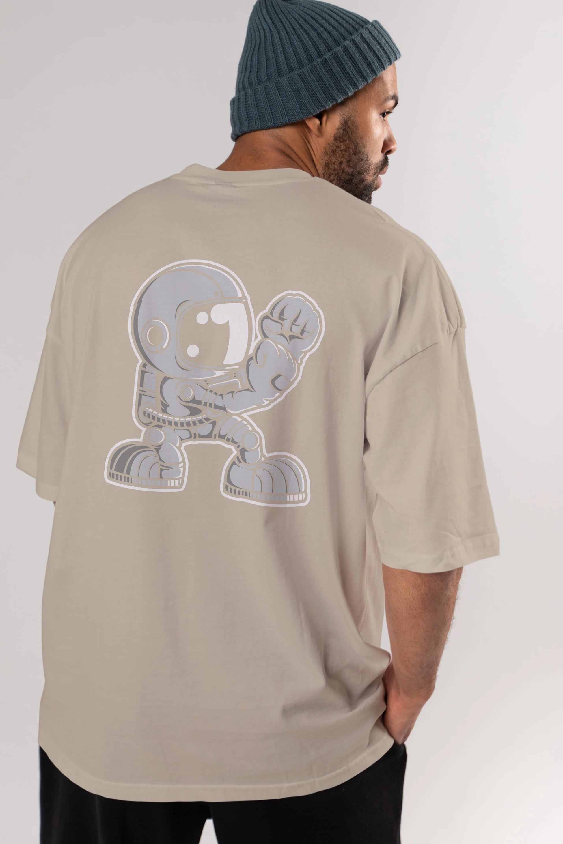 Astronaut Fighting Irish Arka Baskılı Oversize t-shirt Erkek Kadın Unisex