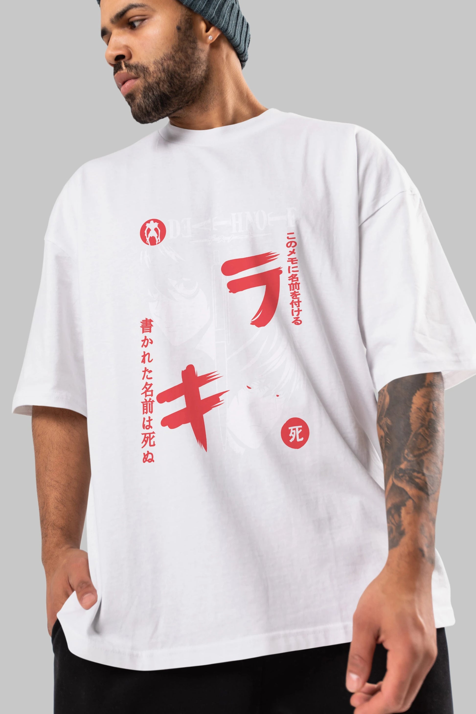 DEATHNOTE L vs KIRA Anime Ön Baskılı Oversize t-shirt %100 pamuk Erkek Kadın Unisex