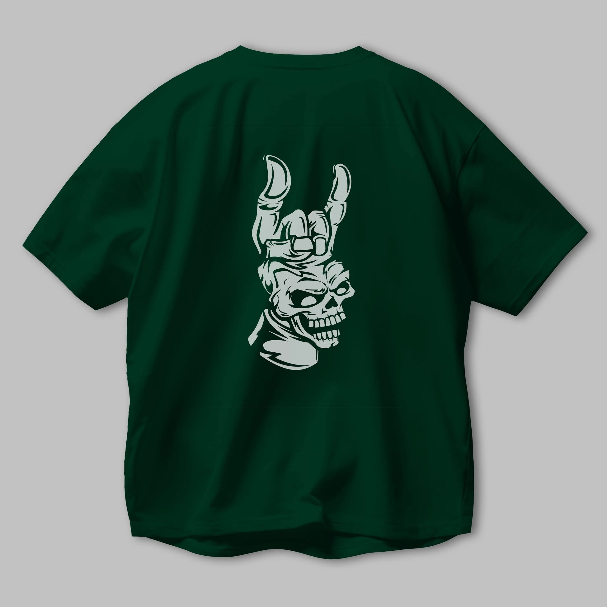 Hand Metal Skull Arka Baskılı Oversize t-shirt Erkek Kadın Unisex %100 Pamuk tişort