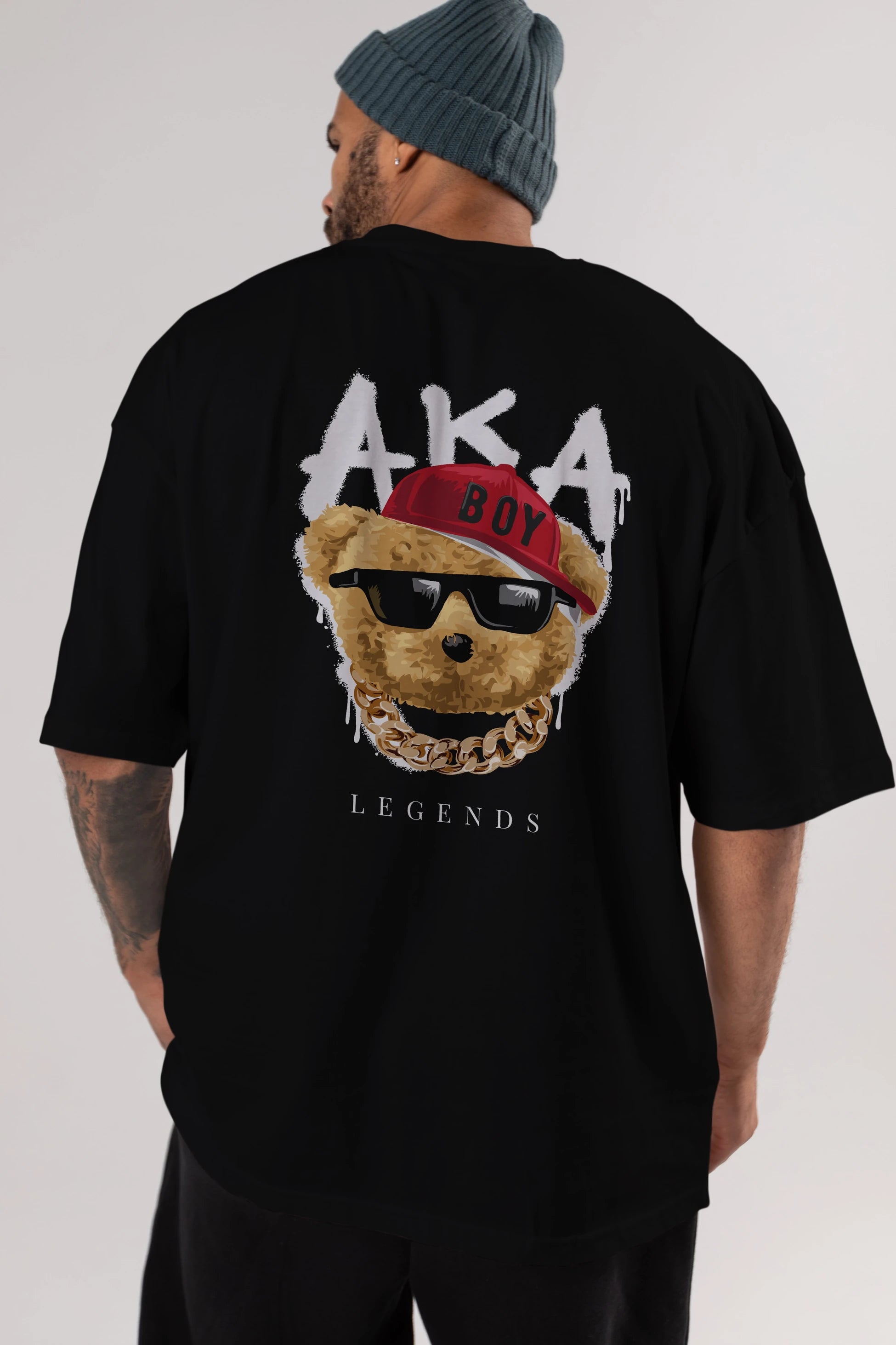 Teddy Bear Legends Arka Baskılı Oversize t-shirt Erkek Kadın Unisex %100 Pamuk