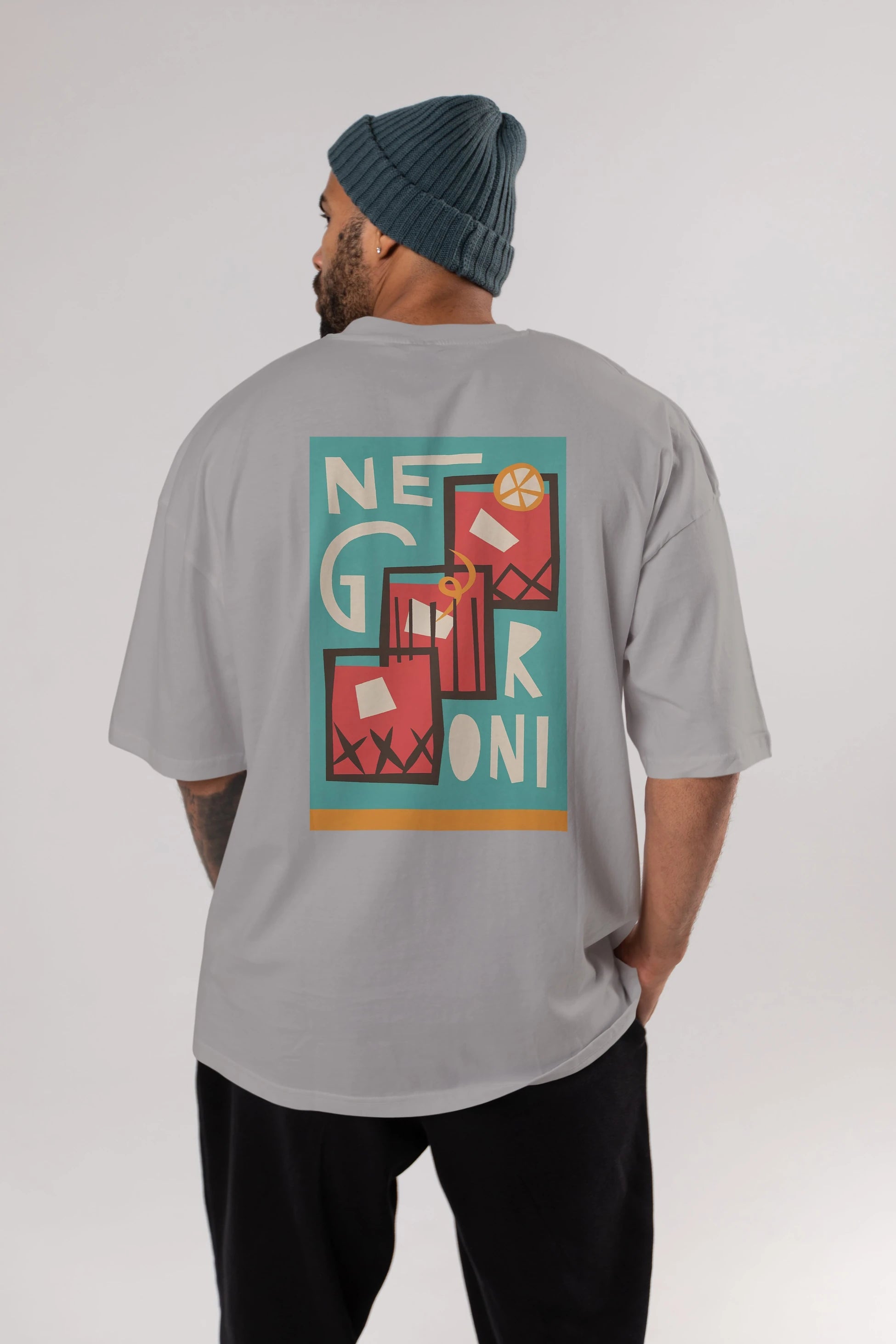 Negroni 3 Arka Baskılı Oversize t-shirt Erkek Kadın Unisex %100 Pamuk Bisiklet Yaka tişort