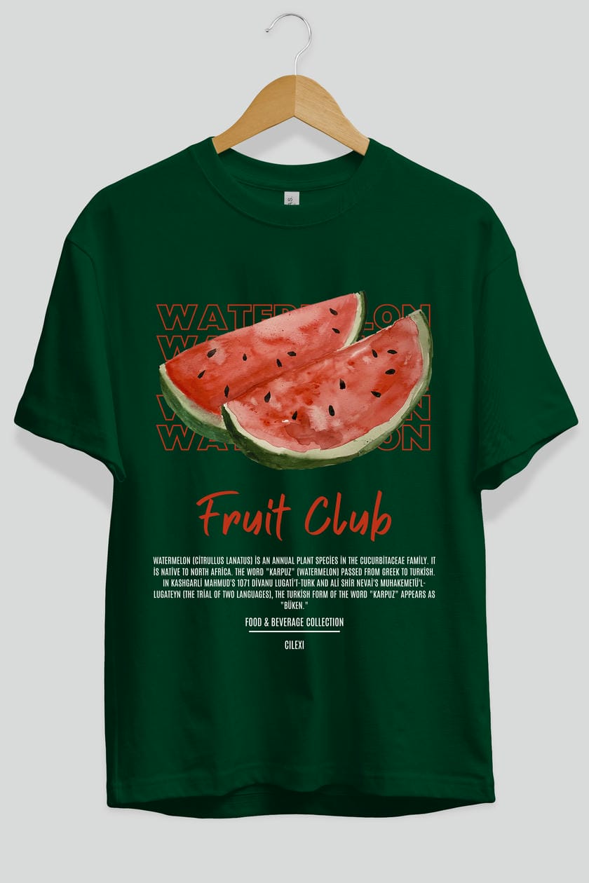 Watermelon Ön Baskılı Oversize t-shirt Erkek Kadın Pamuk Bisiklet Yaka tişort