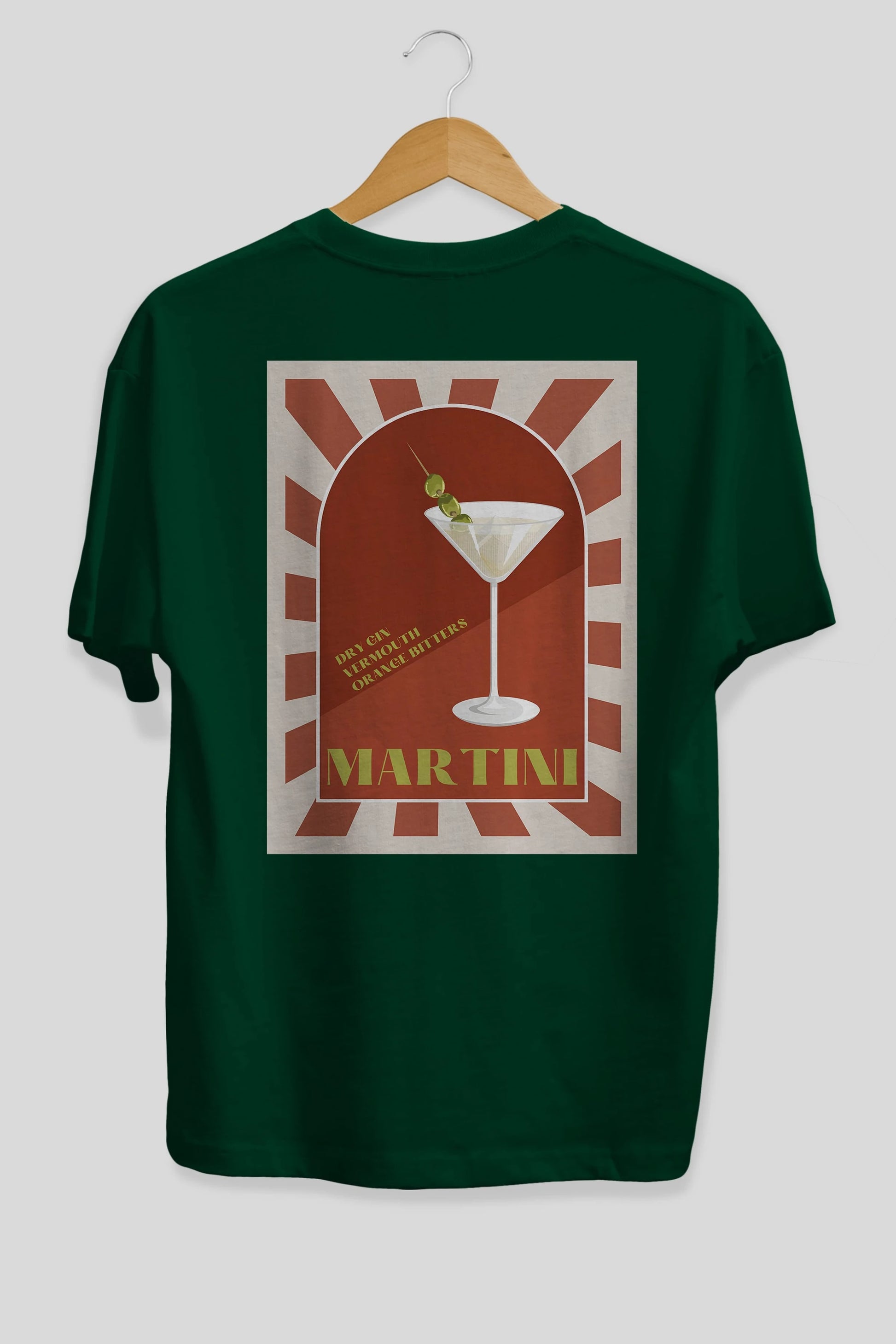 Martini 2 Arka Baskılı Oversize t-shirt Erkek Kadın Unisex %100 Pamuk Bisiklet Yaka tişort