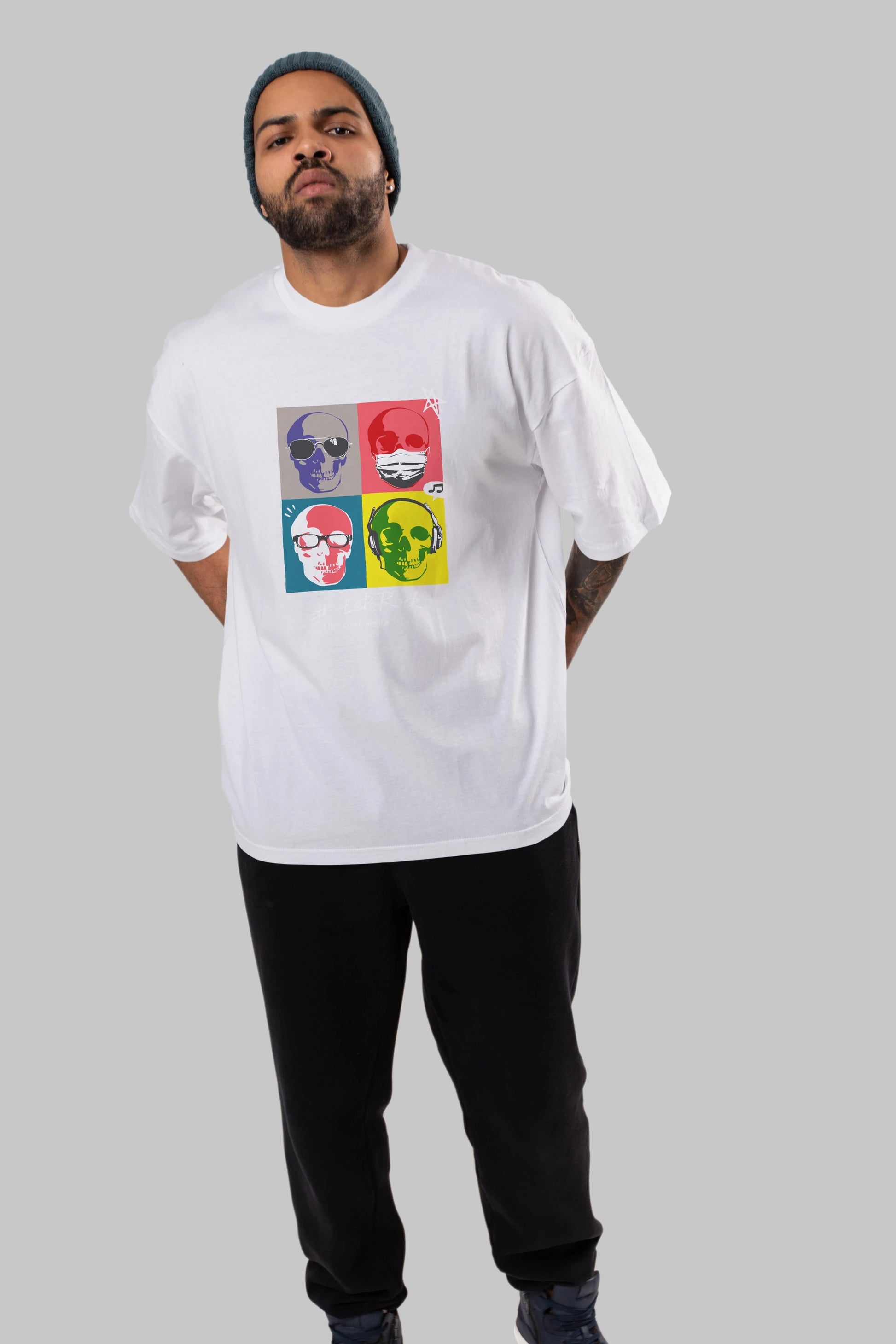 Lets Rock Ön Baskılı Oversize t-shirt Erkek Kadın Unisex