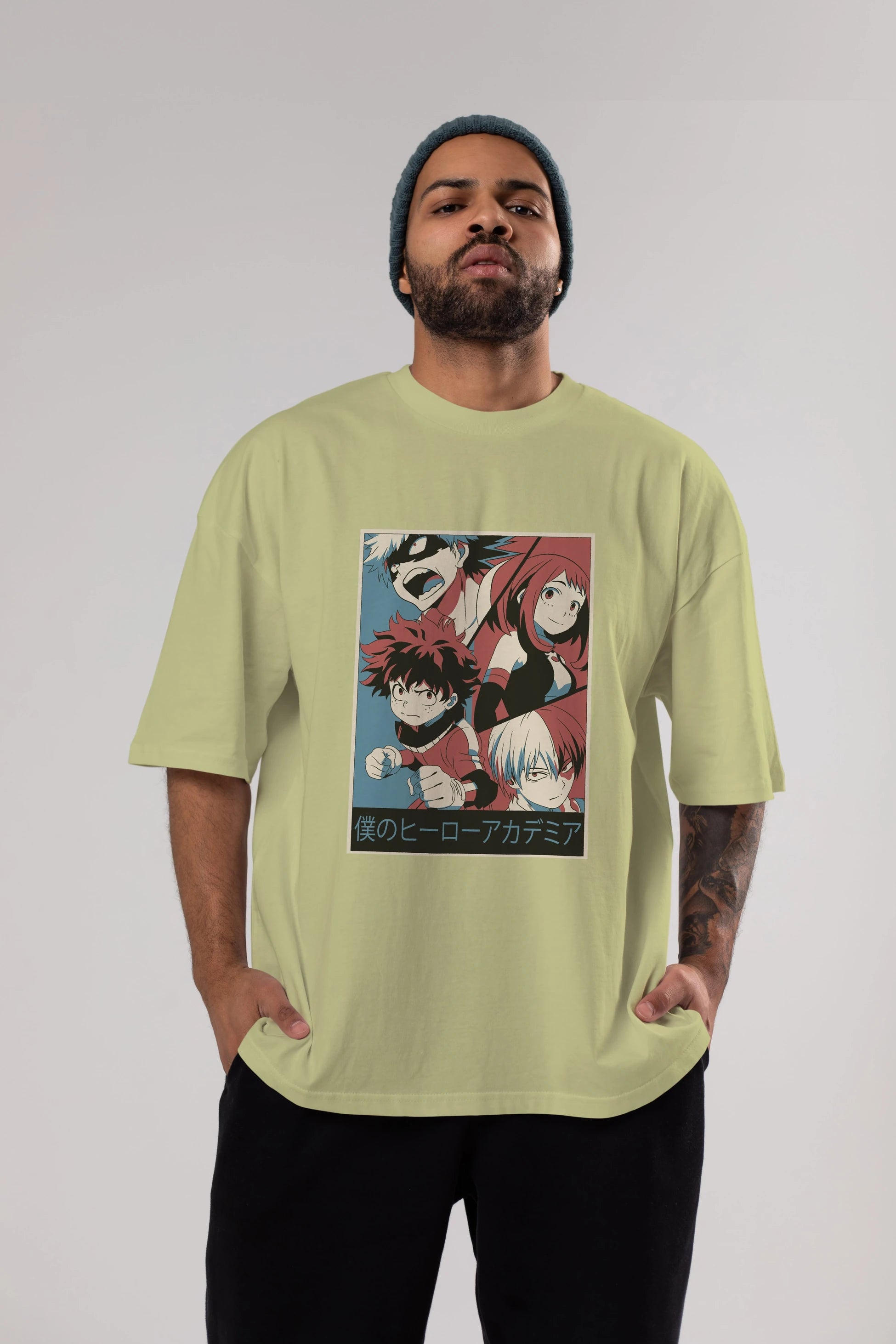BokuNoHero Anime Ön Baskılı Oversize t-shirt %100 pamuk Erkek Kadın Unisex