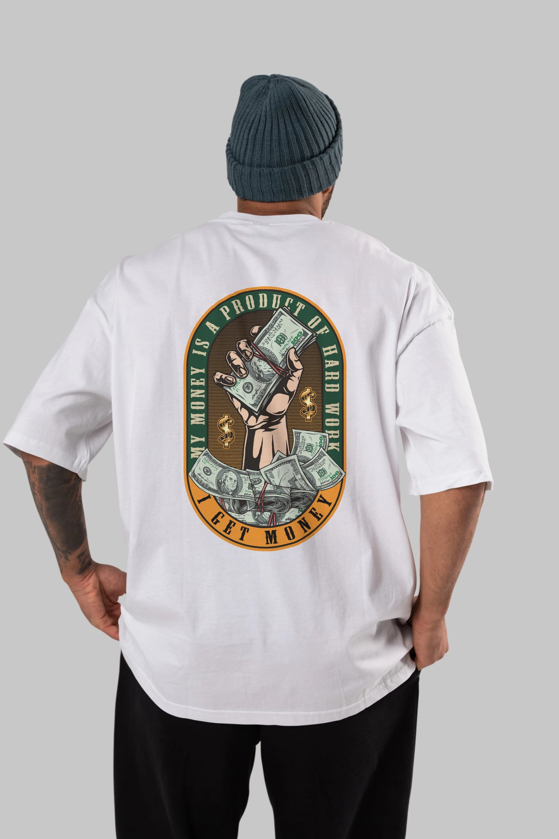 I Get Money Arka Baskılı Oversize t-shirt Erkek Kadın Unisex