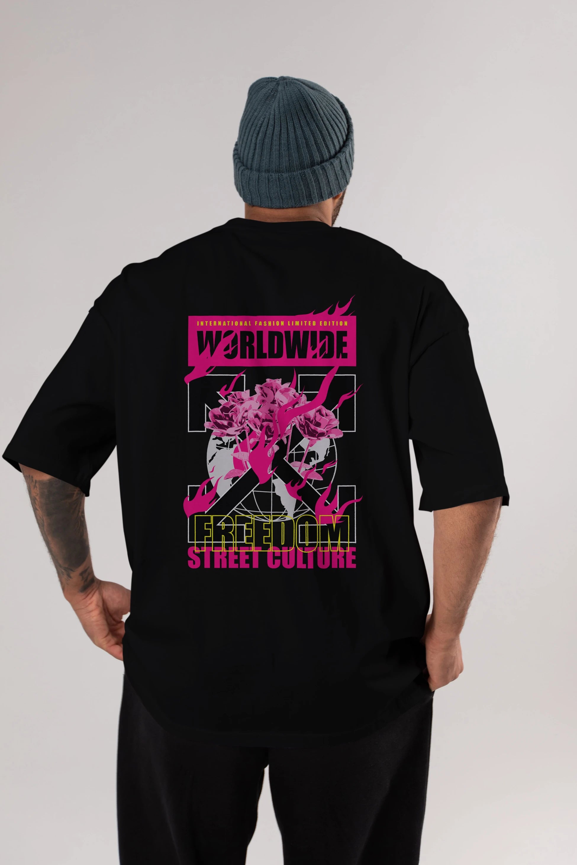 Freedom Street Culture Arka Baskılı Oversize t-shirt Erkek Kadın Unisex