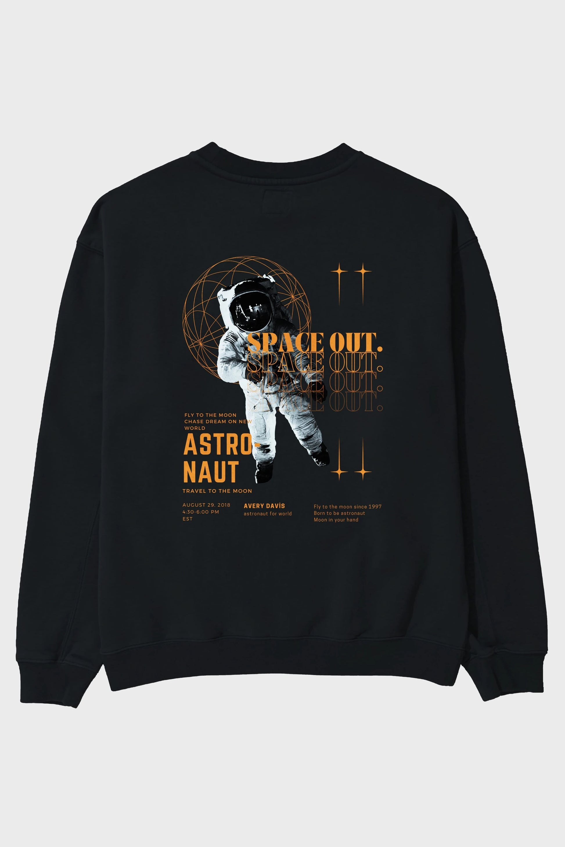 Astronaut Space Out Yazılı Arka Baskılı Oversize Sweatshirt Erkek Kadın Unisex