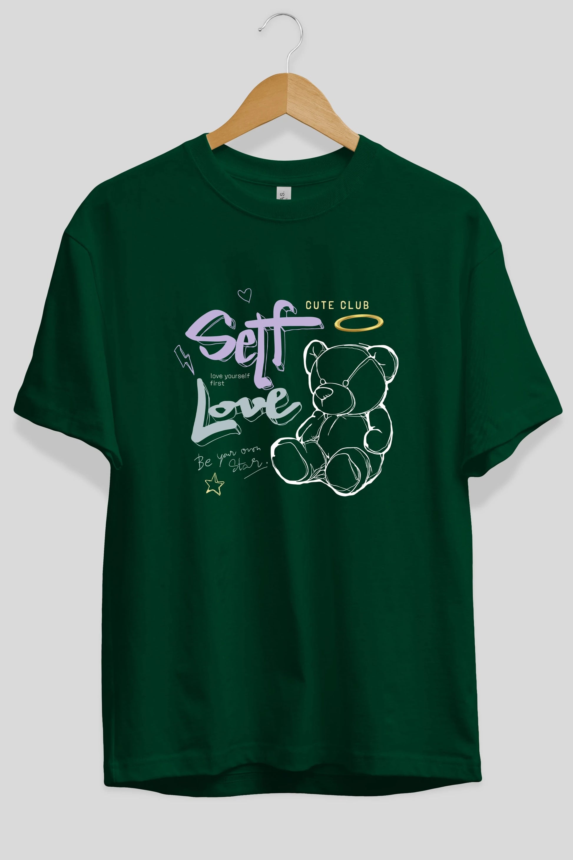 Self Love Bear Ön Baskılı Oversize t-shirt Erkek Kadın Unisex