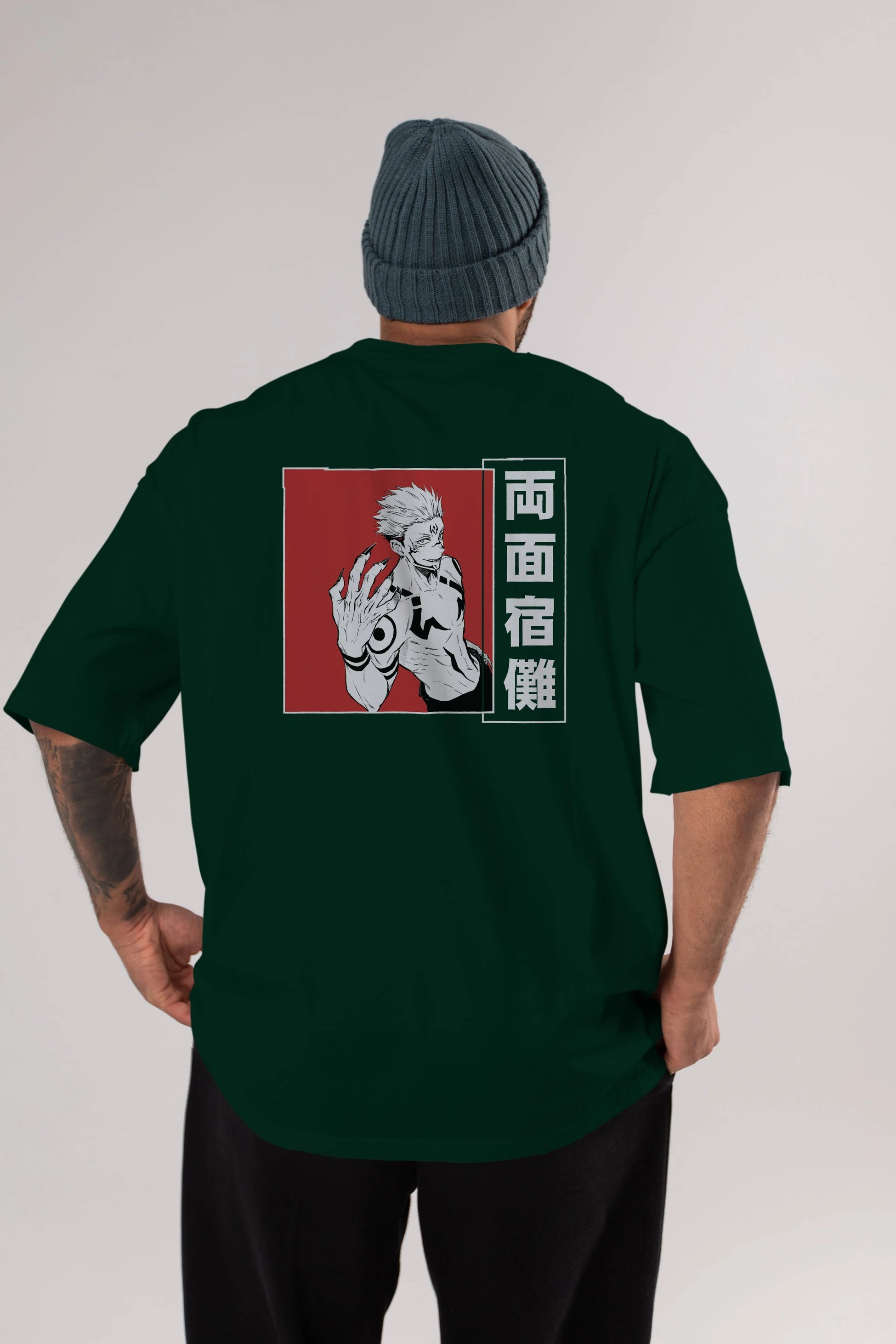 Sukuna Ryoumen 2 Anime Arka Baskılı Oversize t-shirt Erkek Kadın Unisex