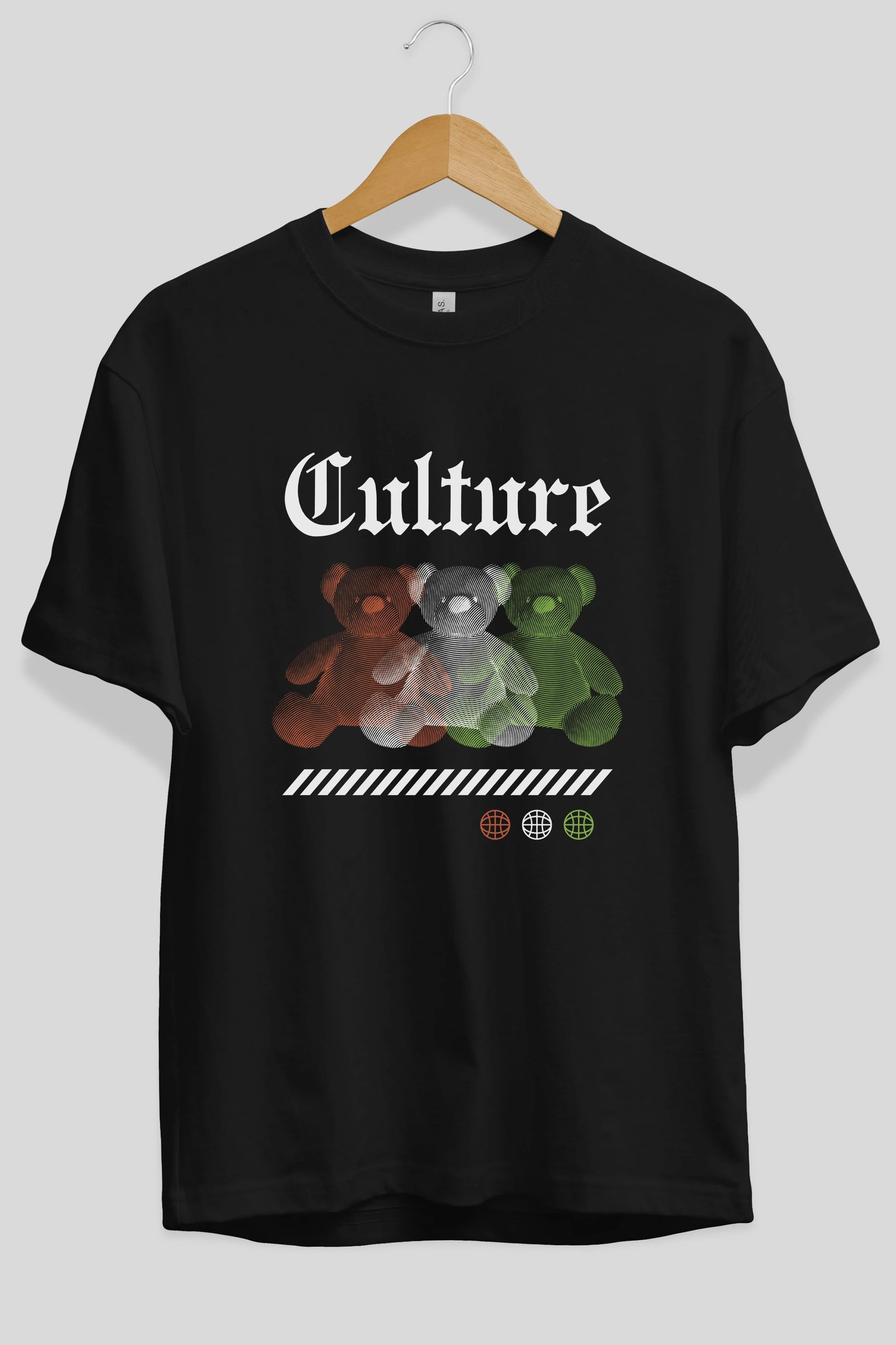 Culture Bear Ön Baskılı Oversize t-shirt Erkek Kadın Unisex