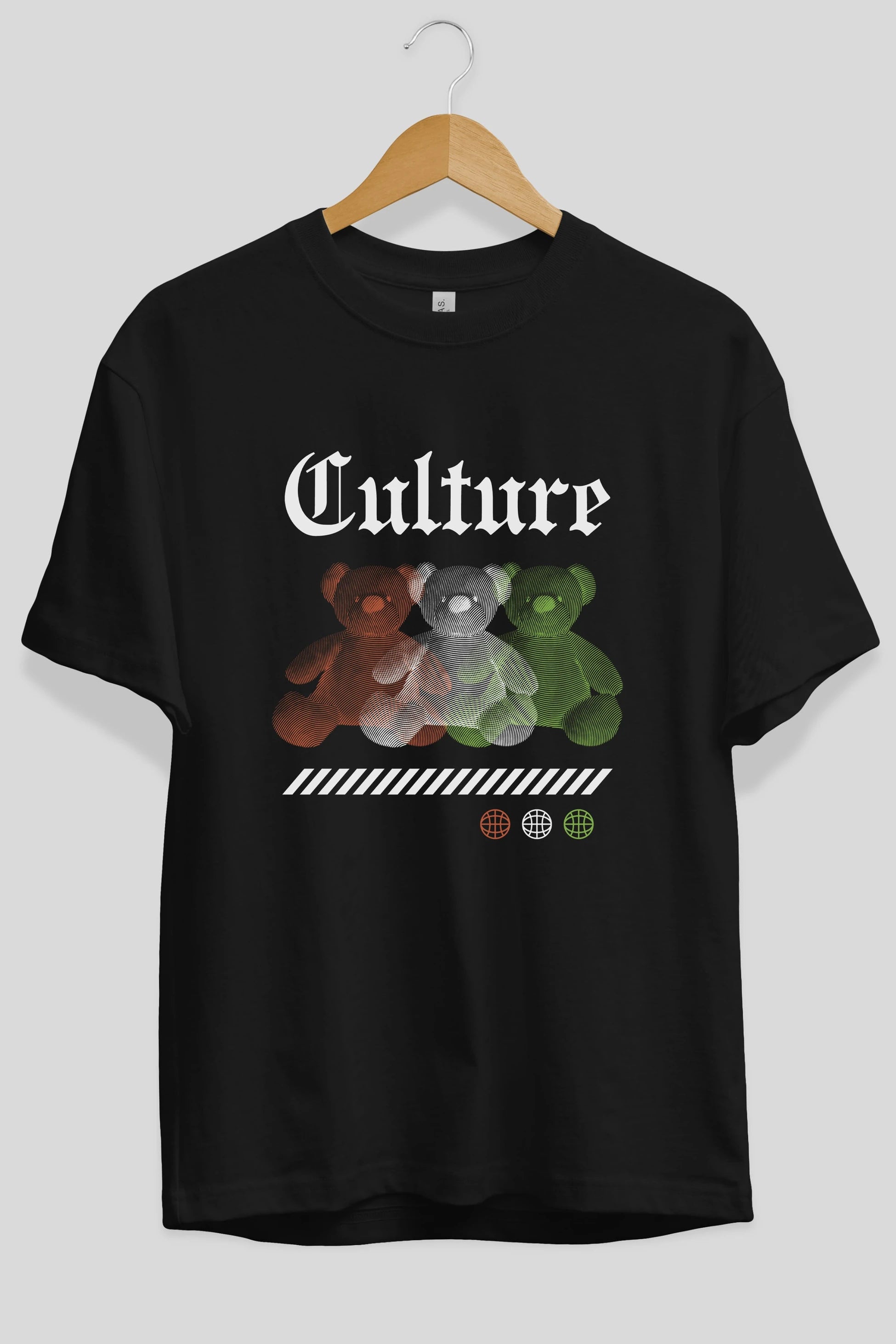 Culture Bear Ön Baskılı Oversize t-shirt Erkek Kadın Unisex