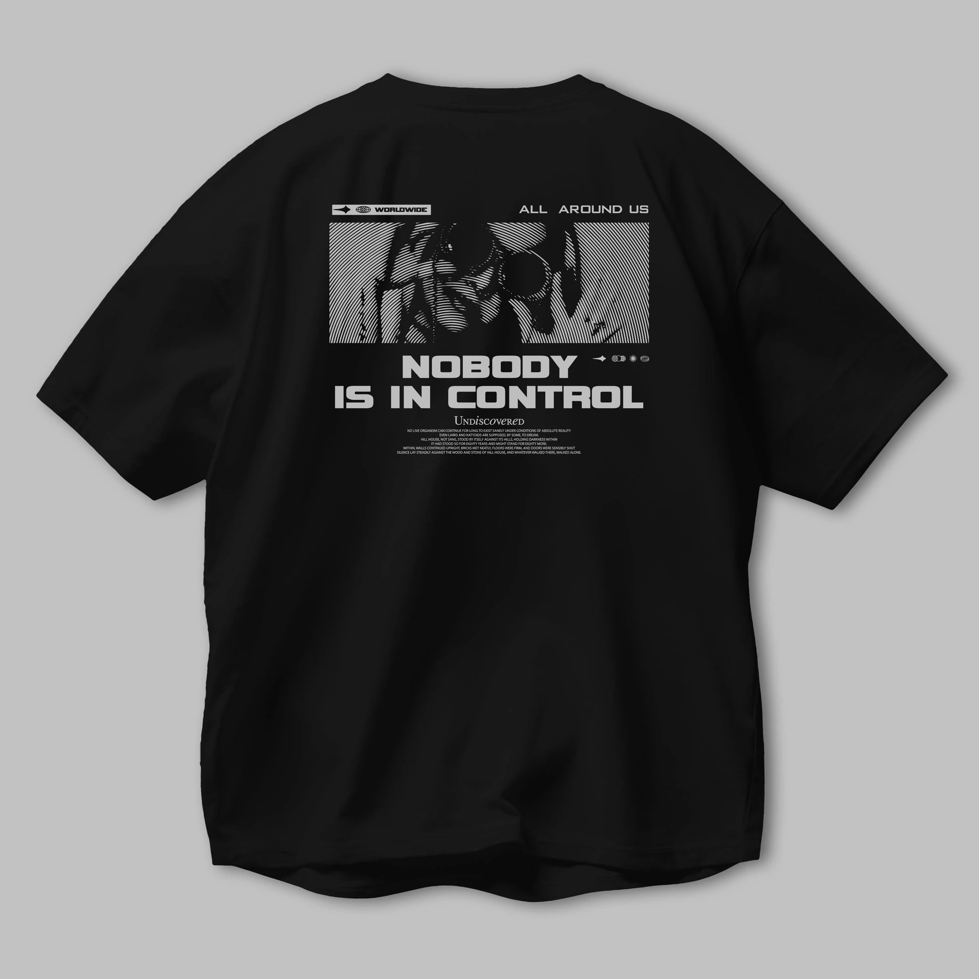 Nobody is in Control Arka Baskılı Oversize t-shirt Erkek Kadın Unisex