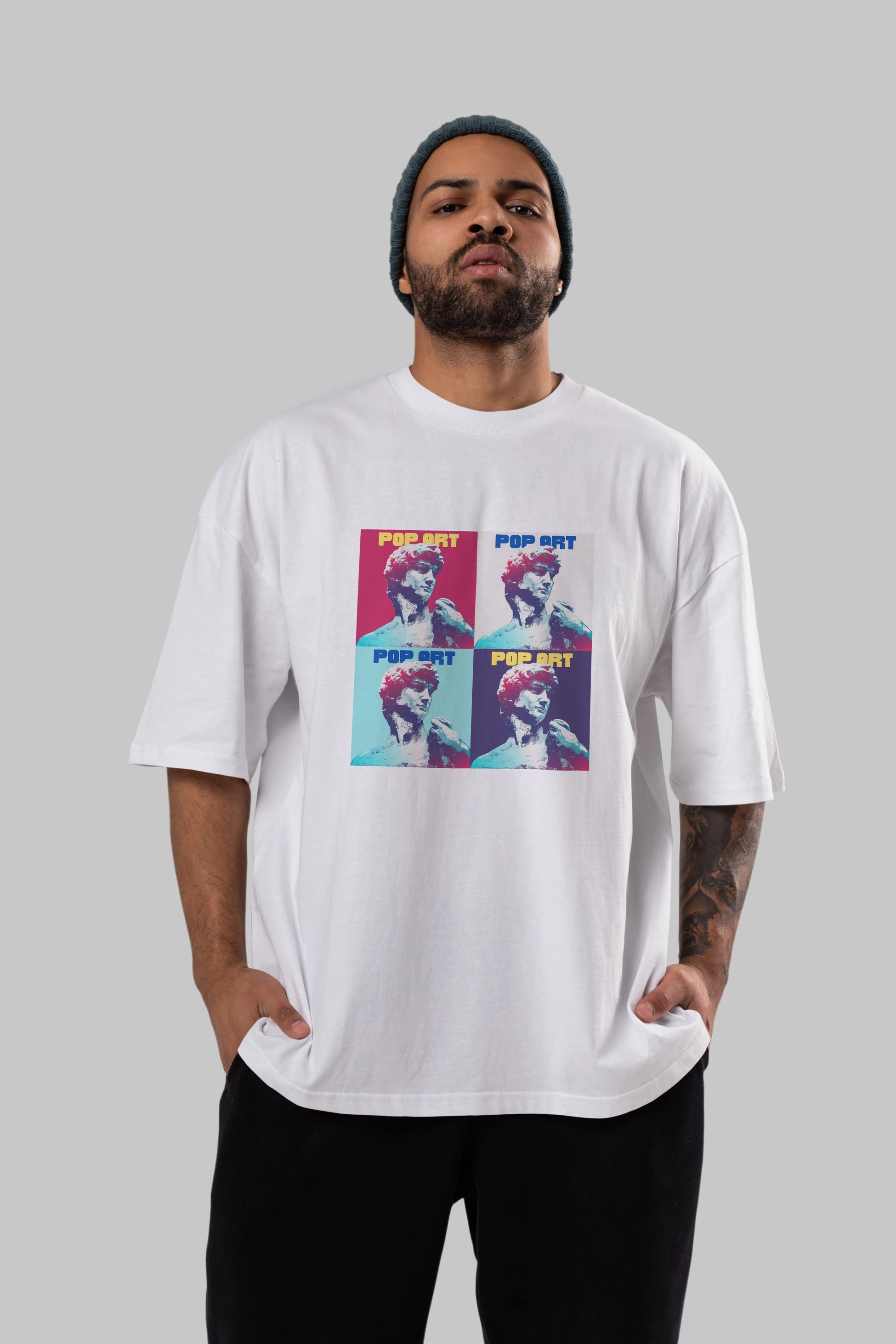 Creative Pop Art Ön Baskılı Oversize t-shirt Erkek Kadın Unisex