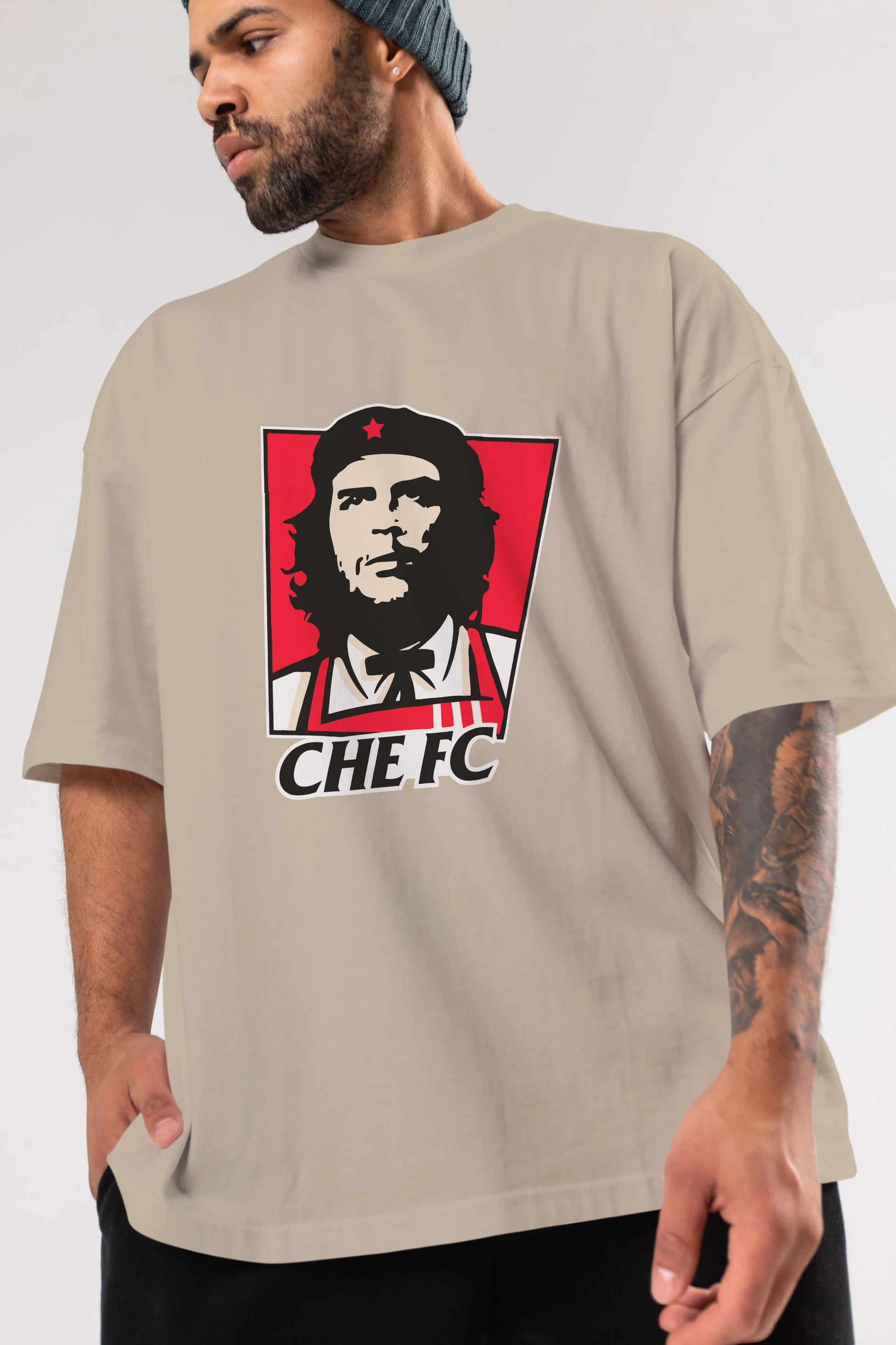 Che FC Ön Baskılı Oversize t-shirt Erkek Kadın Unisex %100 Pamuk Bisiklet Yaka tişort
