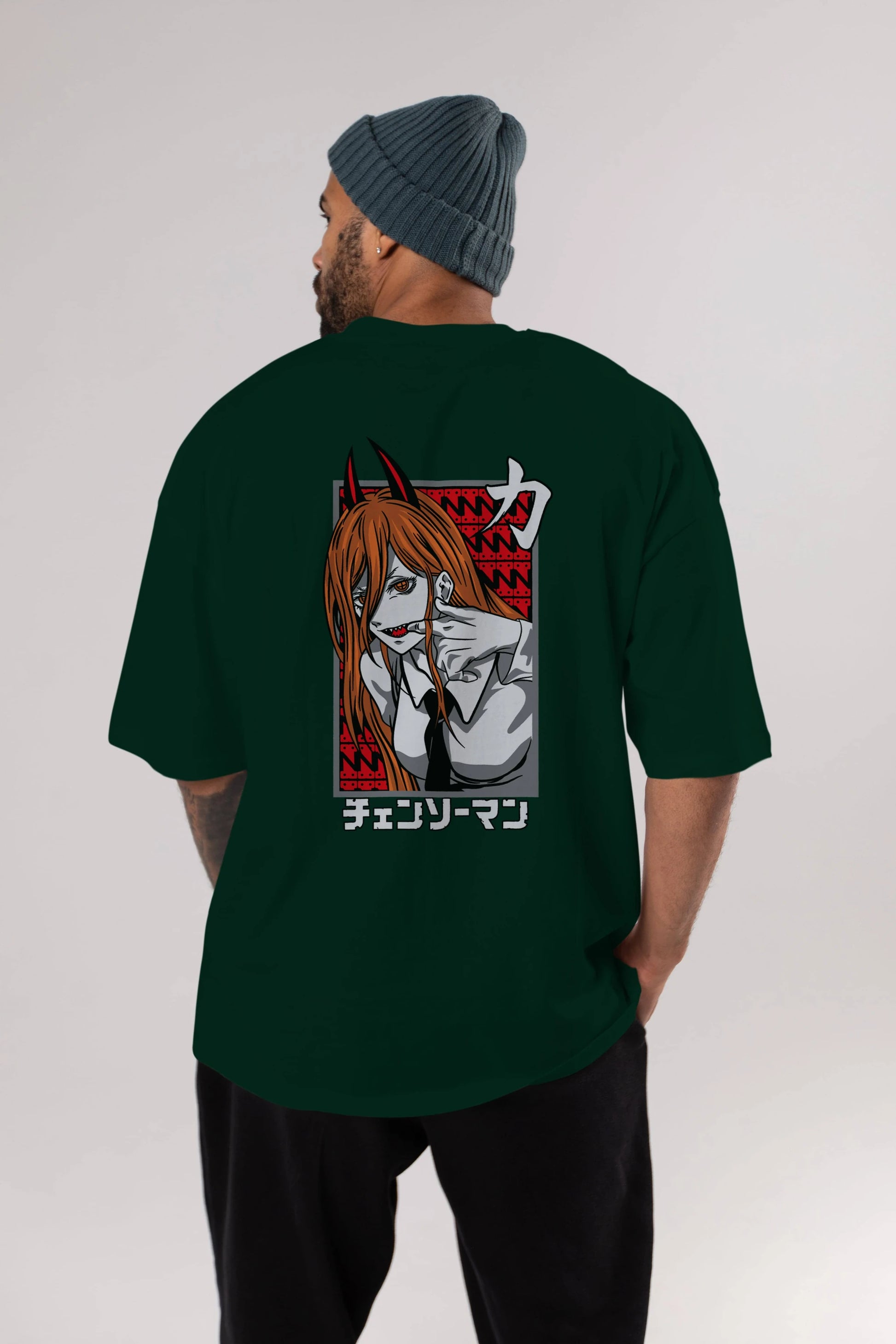 CHAINSAWMAN POWER Anime Arka Baskılı Oversize t-shirt Erkek Kadın Unisex