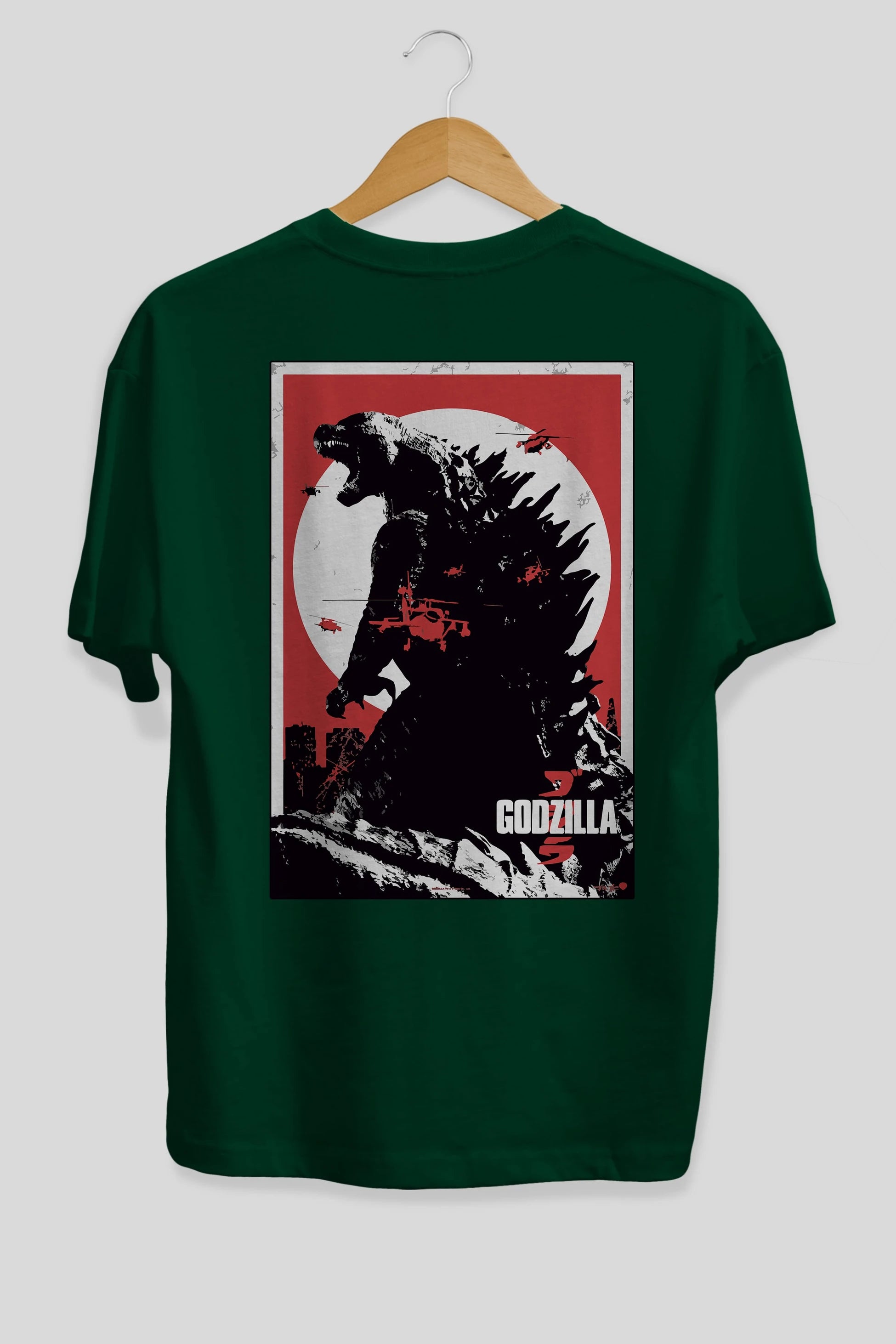 Godzilla (2) Arka Baskılı Oversize t-shirt Erkek Kadın Unisex %100 Pamuk Bisiklet Yaka tişort
