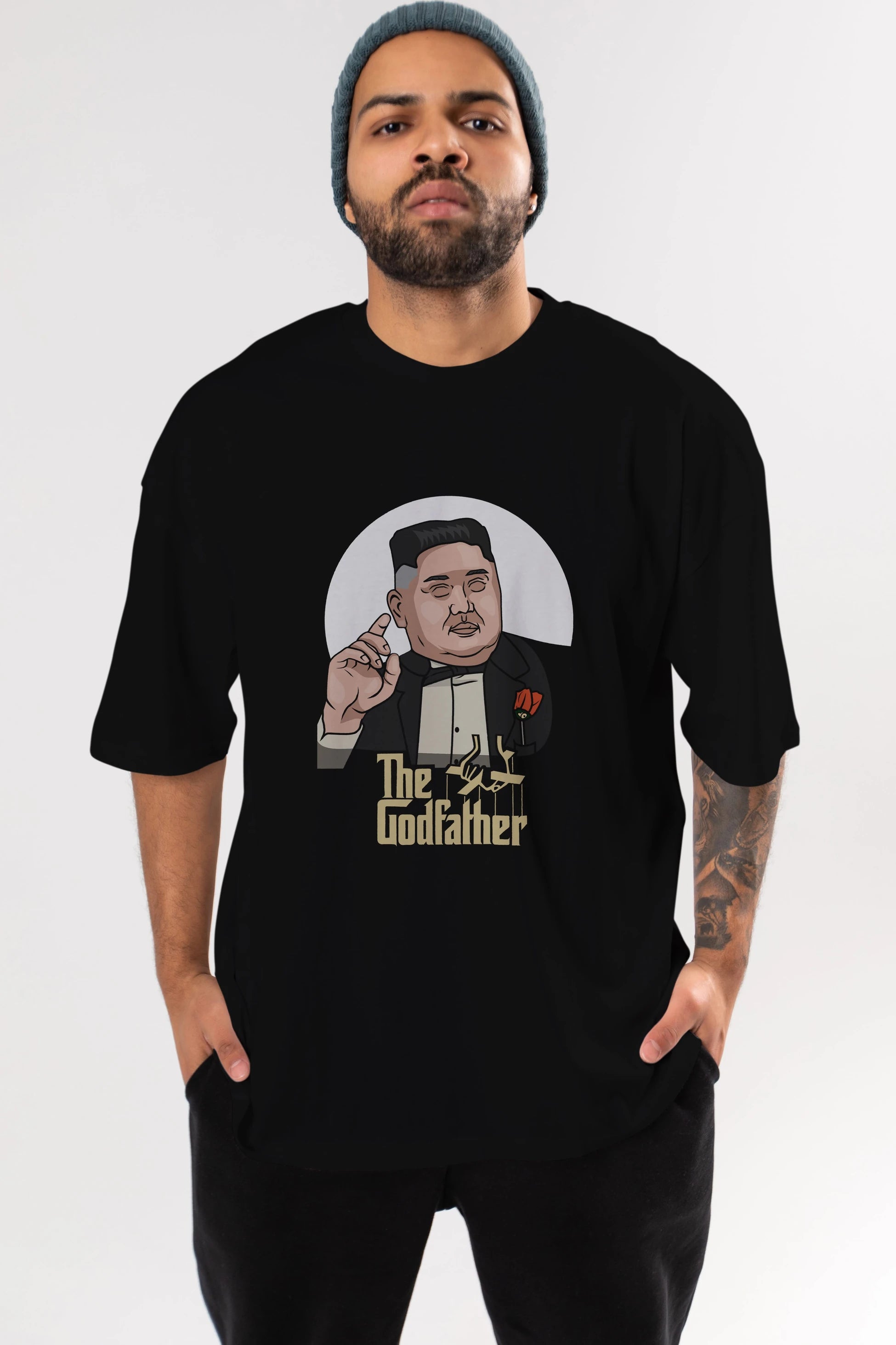 Godfather Jong Un Ön Baskılı Oversize t-shirt Erkek Kadın Unisex %100 Pamuk tişort