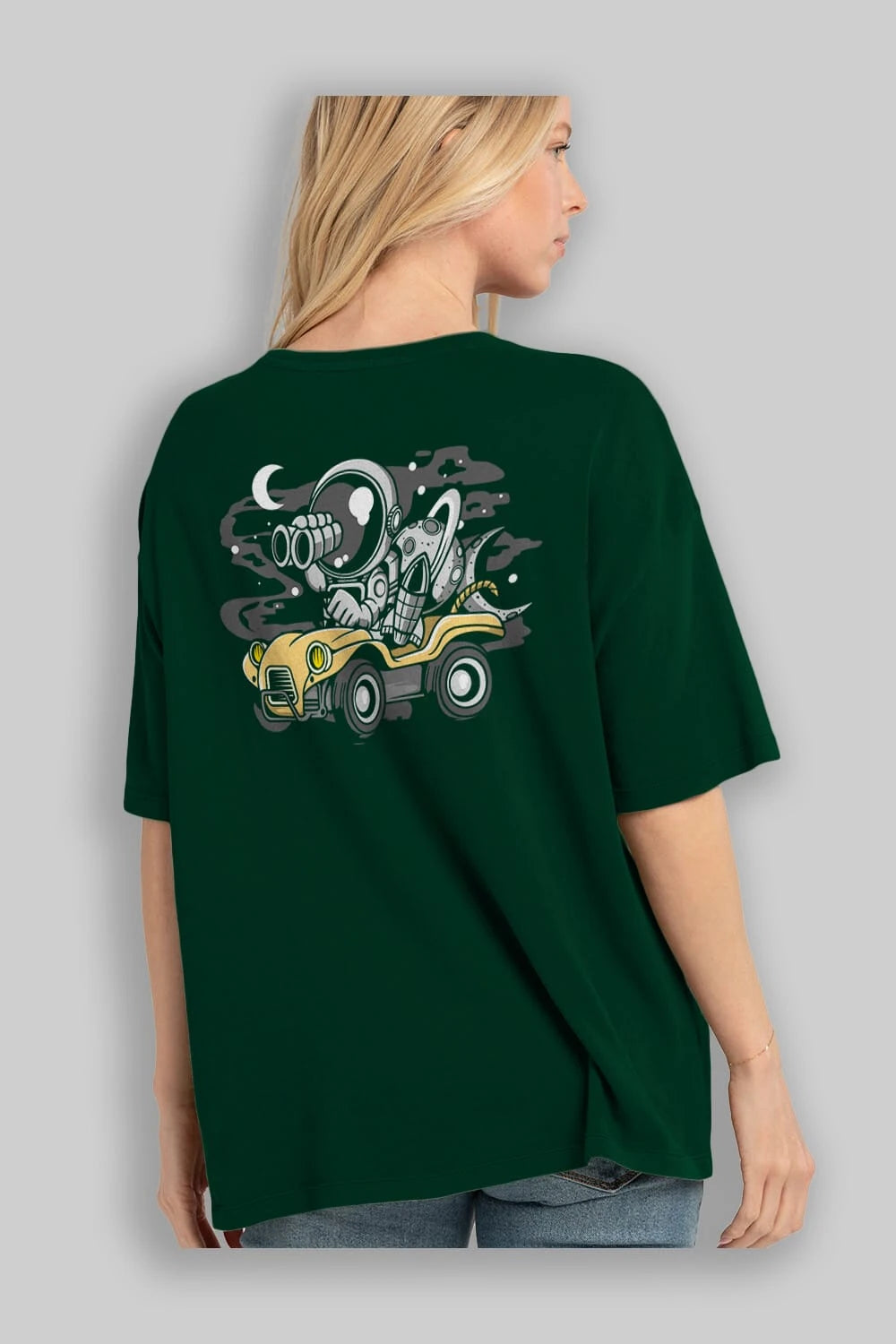 Astronaut Adventure Arka Baskılı Oversize t-shirt Erkek Kadın Unisex