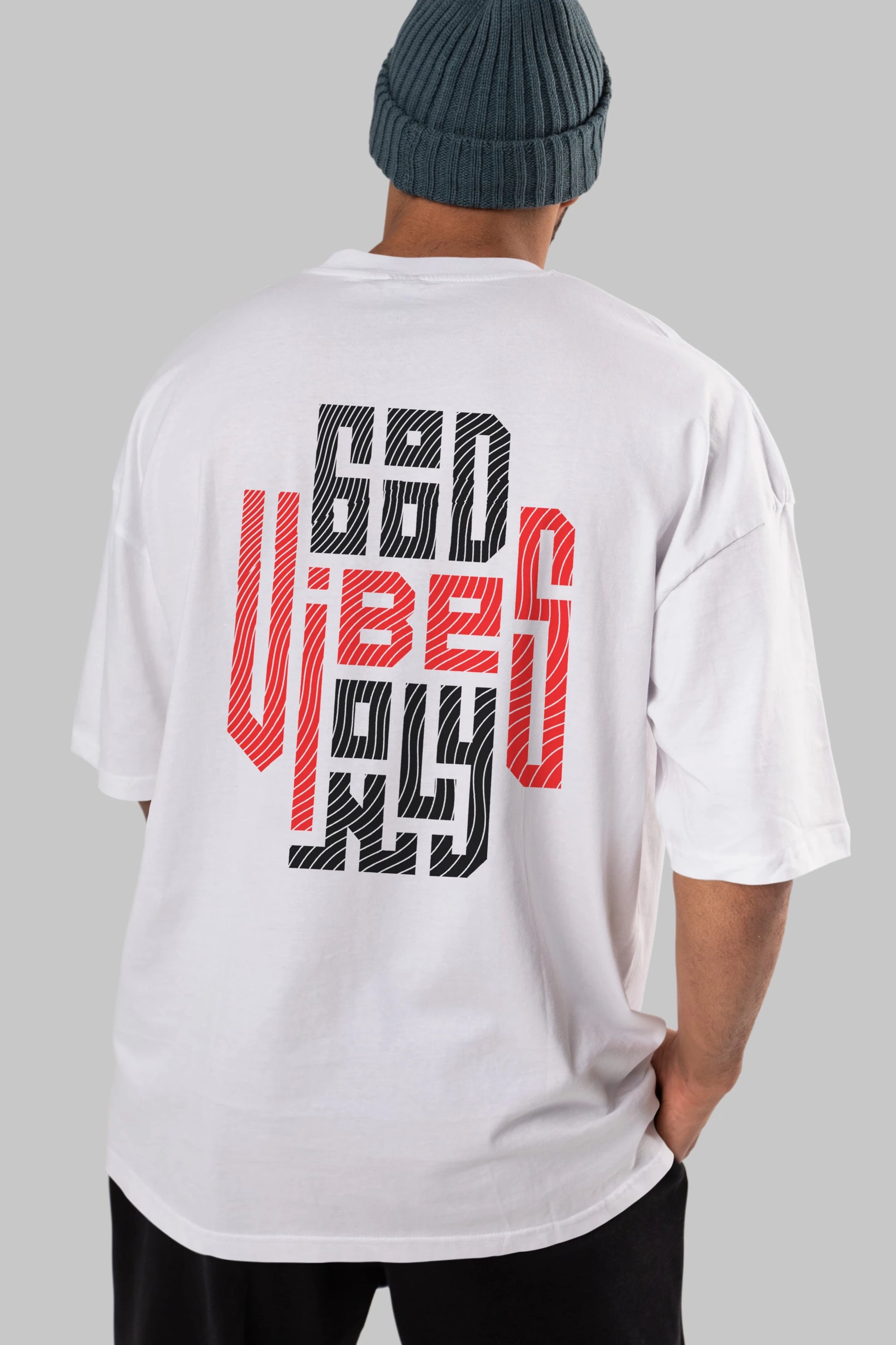 Good Vibes Only 2 Yazılı Arka Baskılı Oversize t-shirt Erkek Kadın Unisex