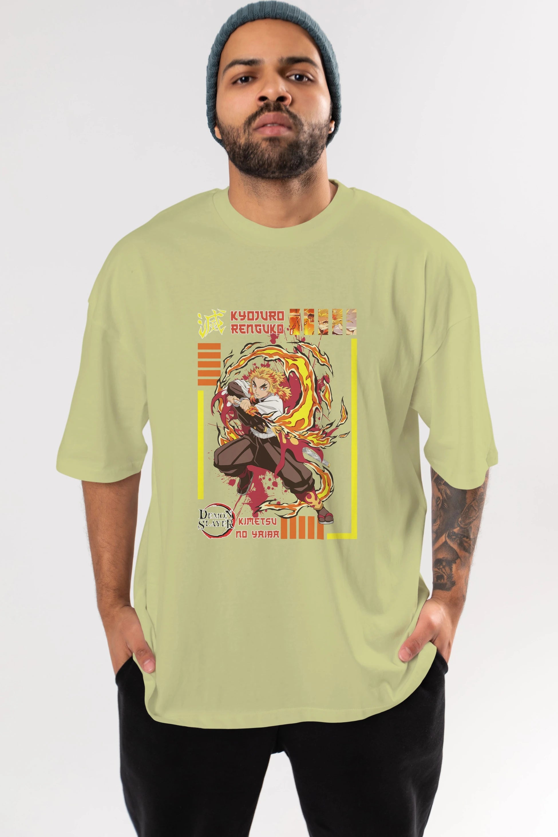 KYOJURO RENGOKU Anime Ön Baskılı Oversize t-shirt %100 pamuk Erkek Kadın Unisex