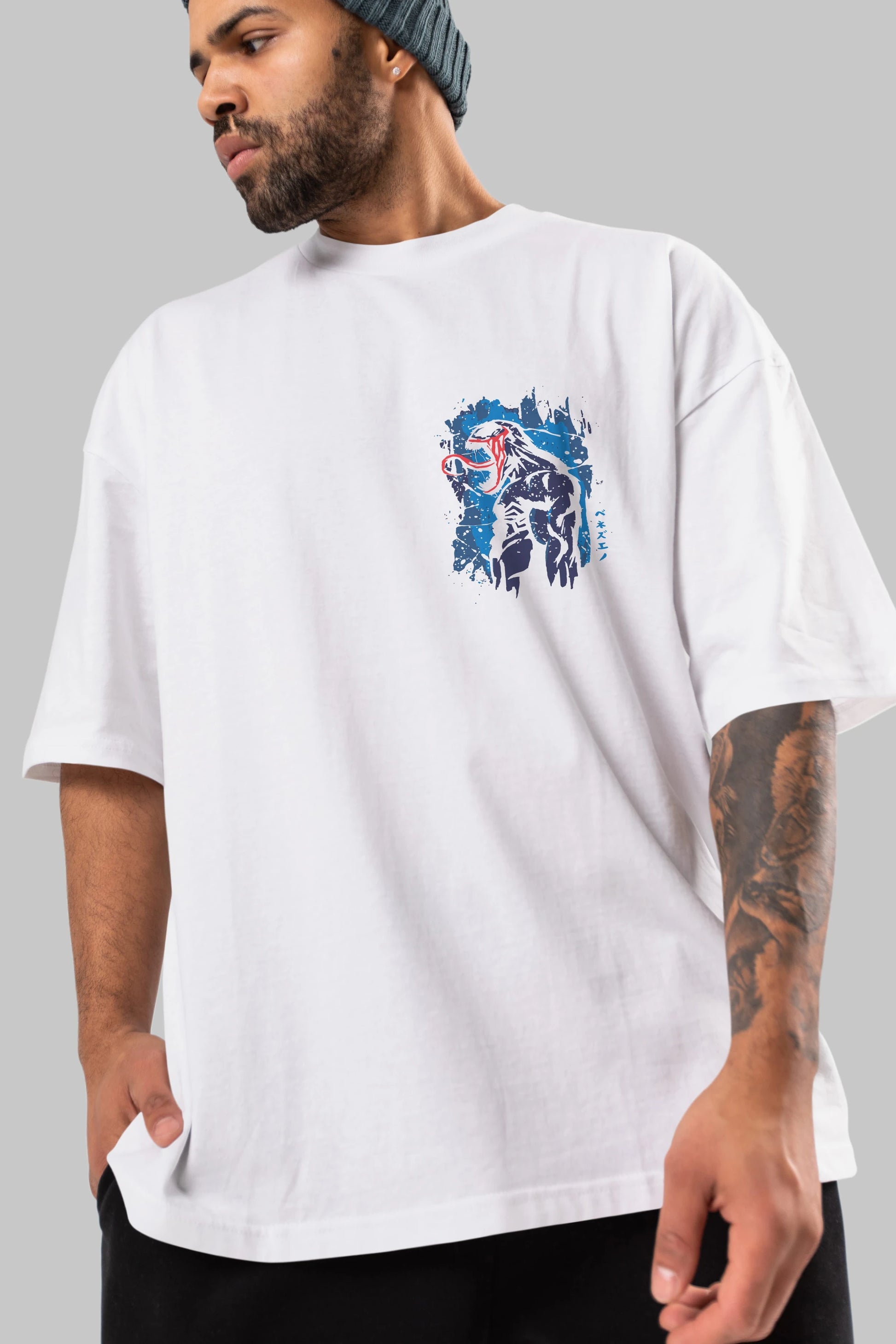 Venom (24) Ön Sol Baskılı Oversize t-shirt Erkek Kadın Unisex %100 Pamuk Bisiklet Yaka tişort