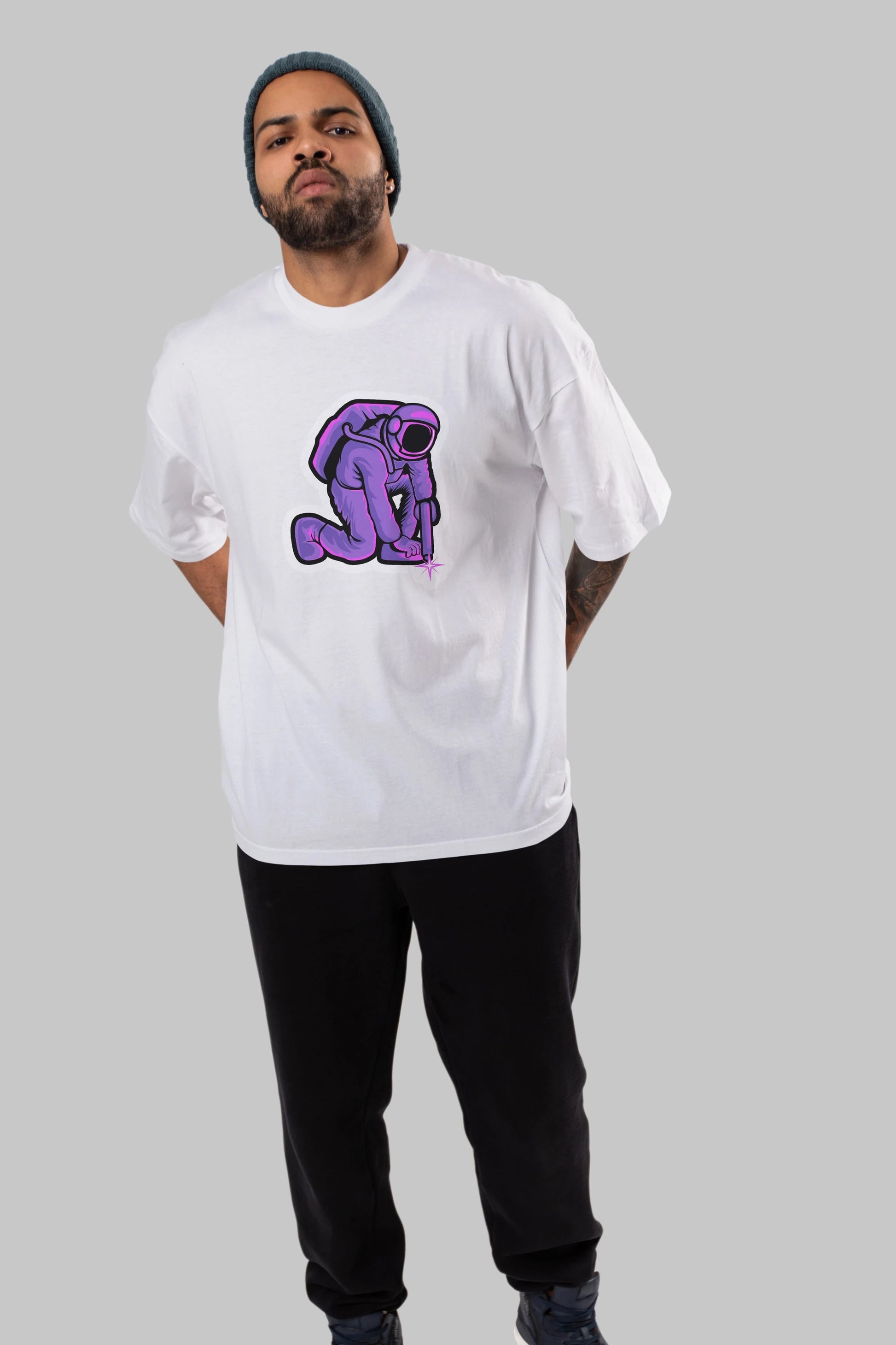 Welding in Space Sticker Ön Baskılı Oversize t-shirt Erkek Kadın Unisex