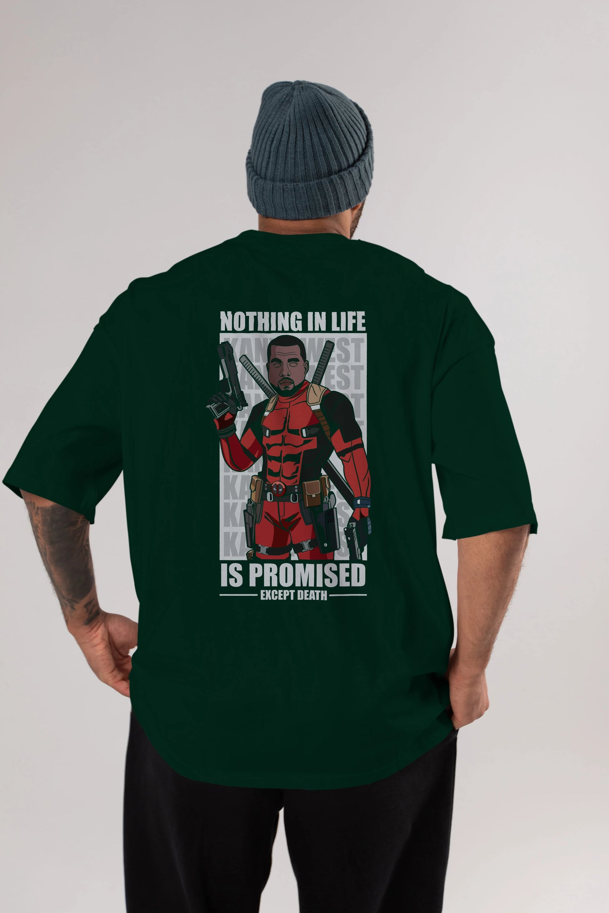 Kanye West Deadpool Arka Baskılı Oversize t-shirt Erkek Kadın Unisex %100 Pamuk tişort