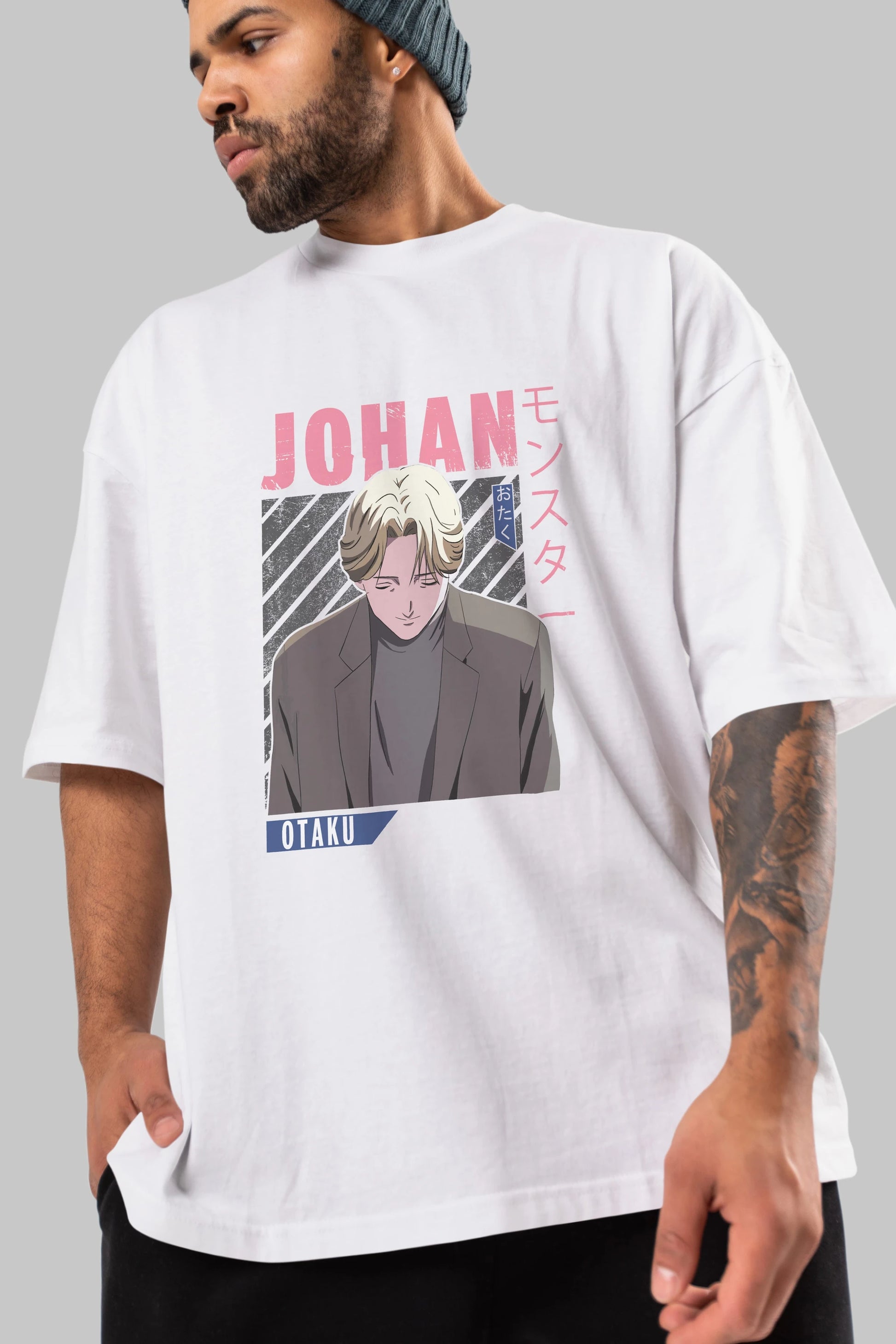 Johan Liebert MONSTER Anime Ön Baskılı Oversize t-shirt %100 pamuk Erkek Kadın Unisex