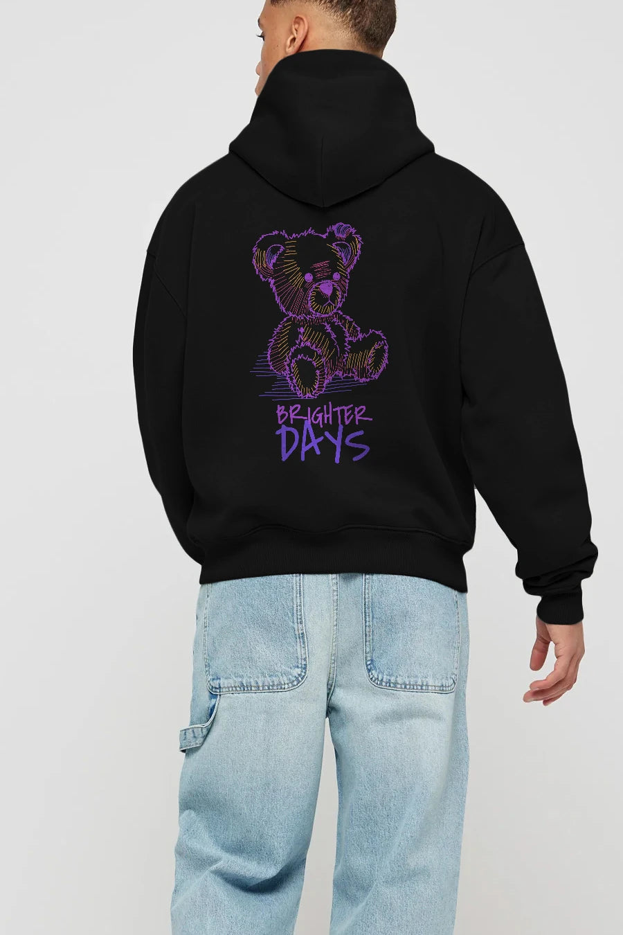 Brighter Days Arka Baskılı Hoodie Oversize Kapüşonlu Sweatshirt Erkek Kadın Unisex