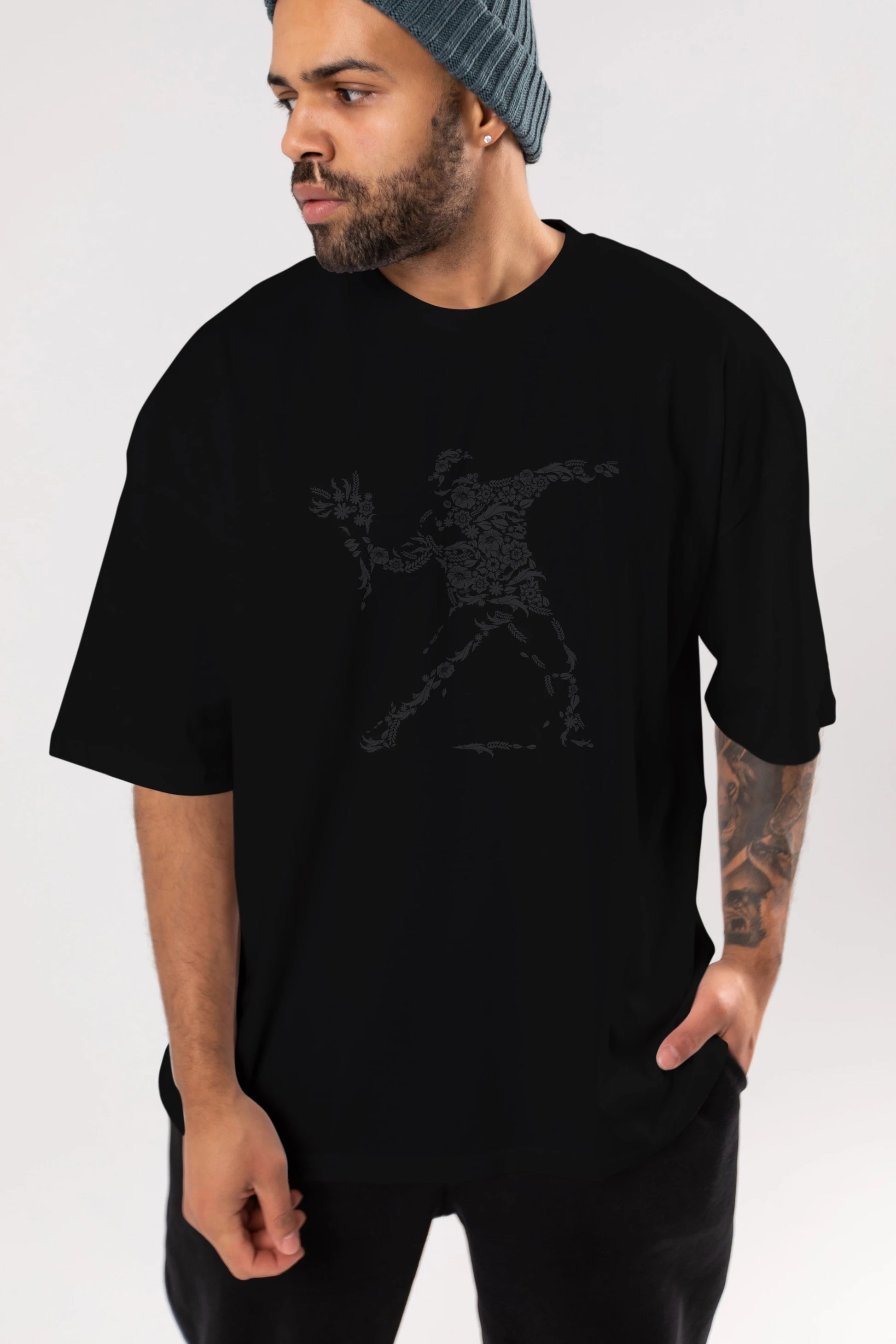 Flourish Vandalism Ön Baskılı Oversize t-shirt %100 pamuk Erkek Kadın Unisex