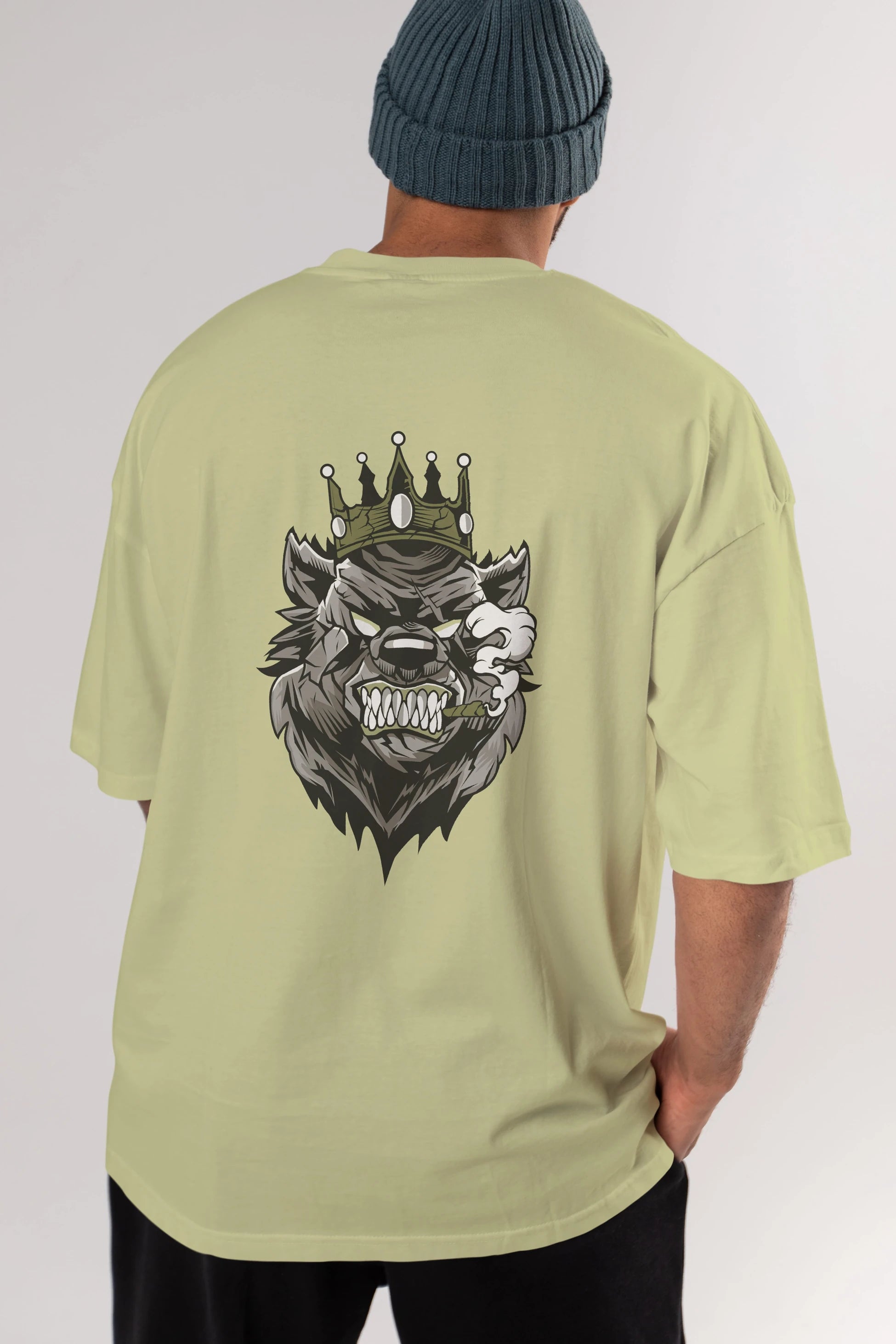 Bear King Arka Baskılı Oversize t-shirt Erkek Kadın Unisex %100 Pamuk tişort