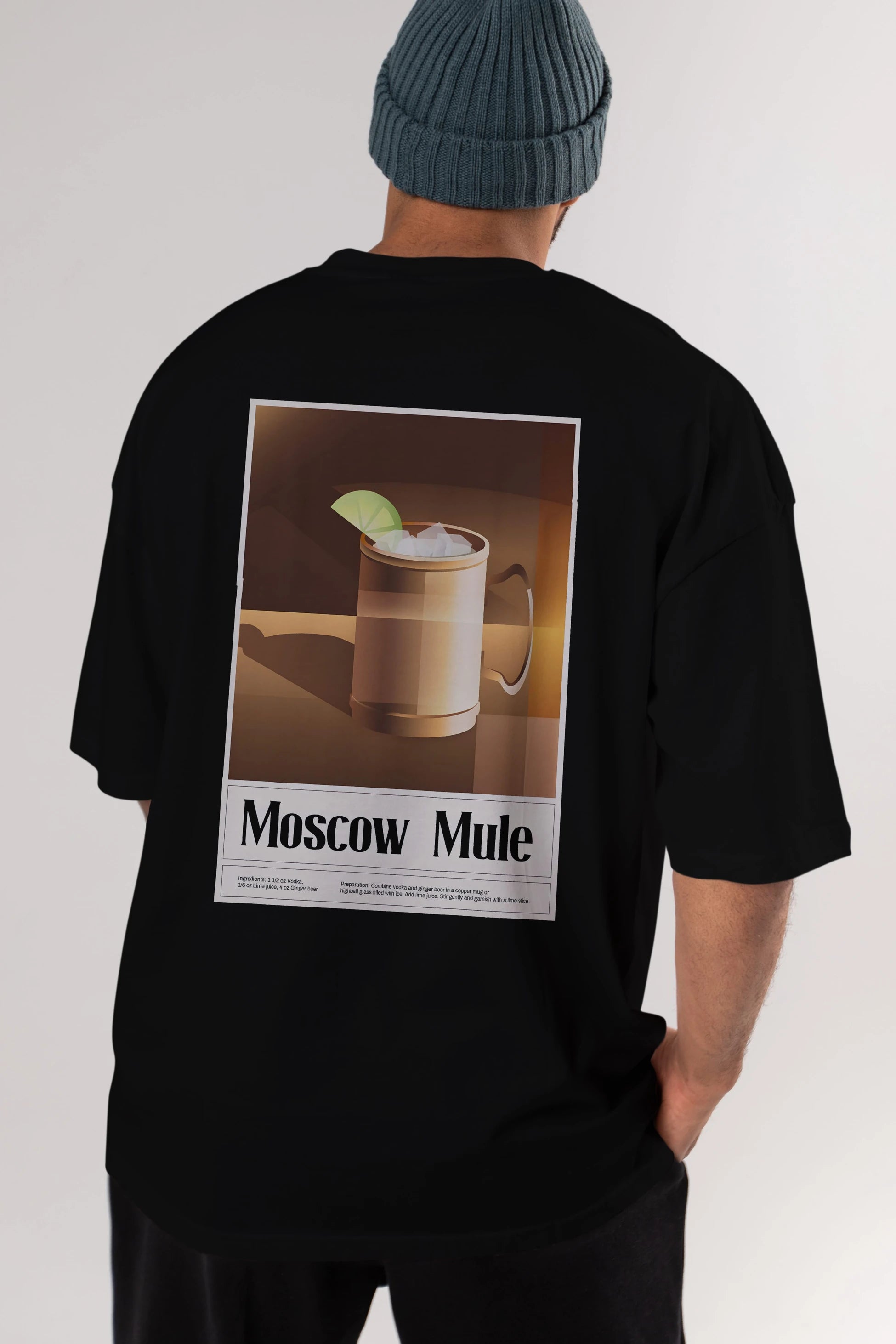 Moscow Mule 3 Arka Baskılı Oversize t-shirt Erkek Kadın Unisex %100 Pamuk Bisiklet Yaka tişort