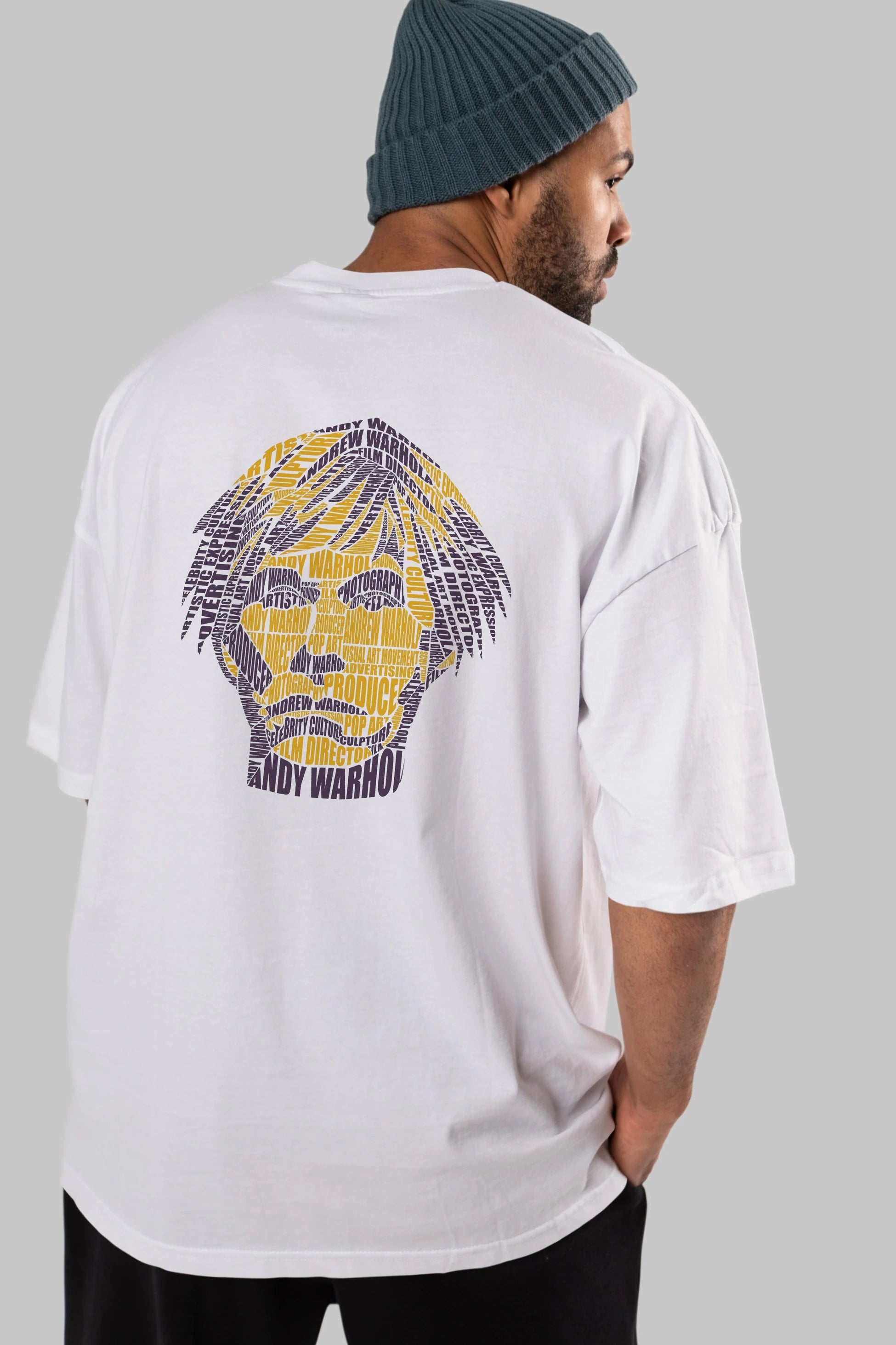 Andy Warhol Calligram Arka Baskılı Oversize t-shirt %100 pamuk Erkek Kadın Unisex