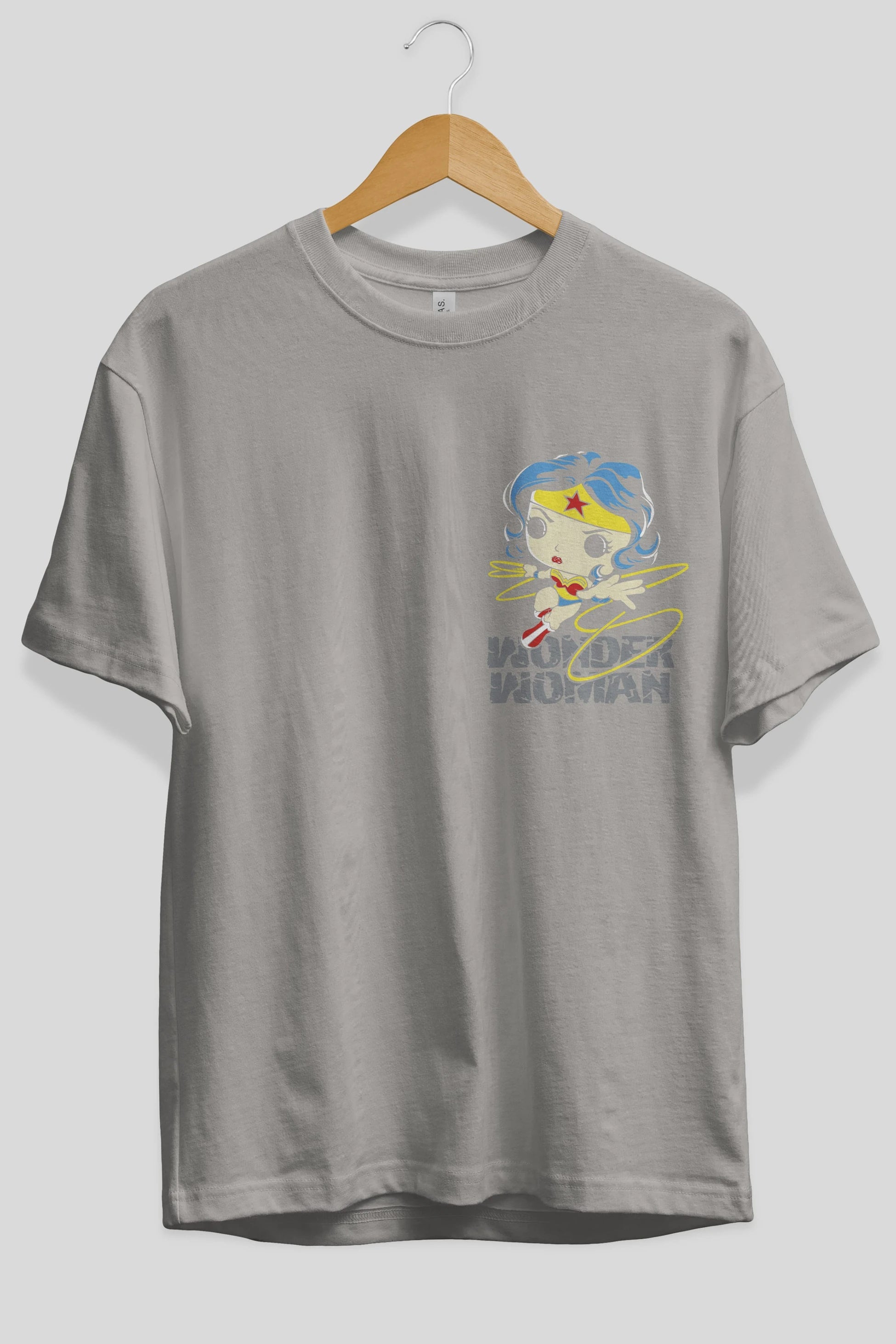 Wonder Woman Ön Sol Baskılı Oversize t-shirt Erkek Kadın Unisex %100 Pamuk Bisiklet Yaka tişort
