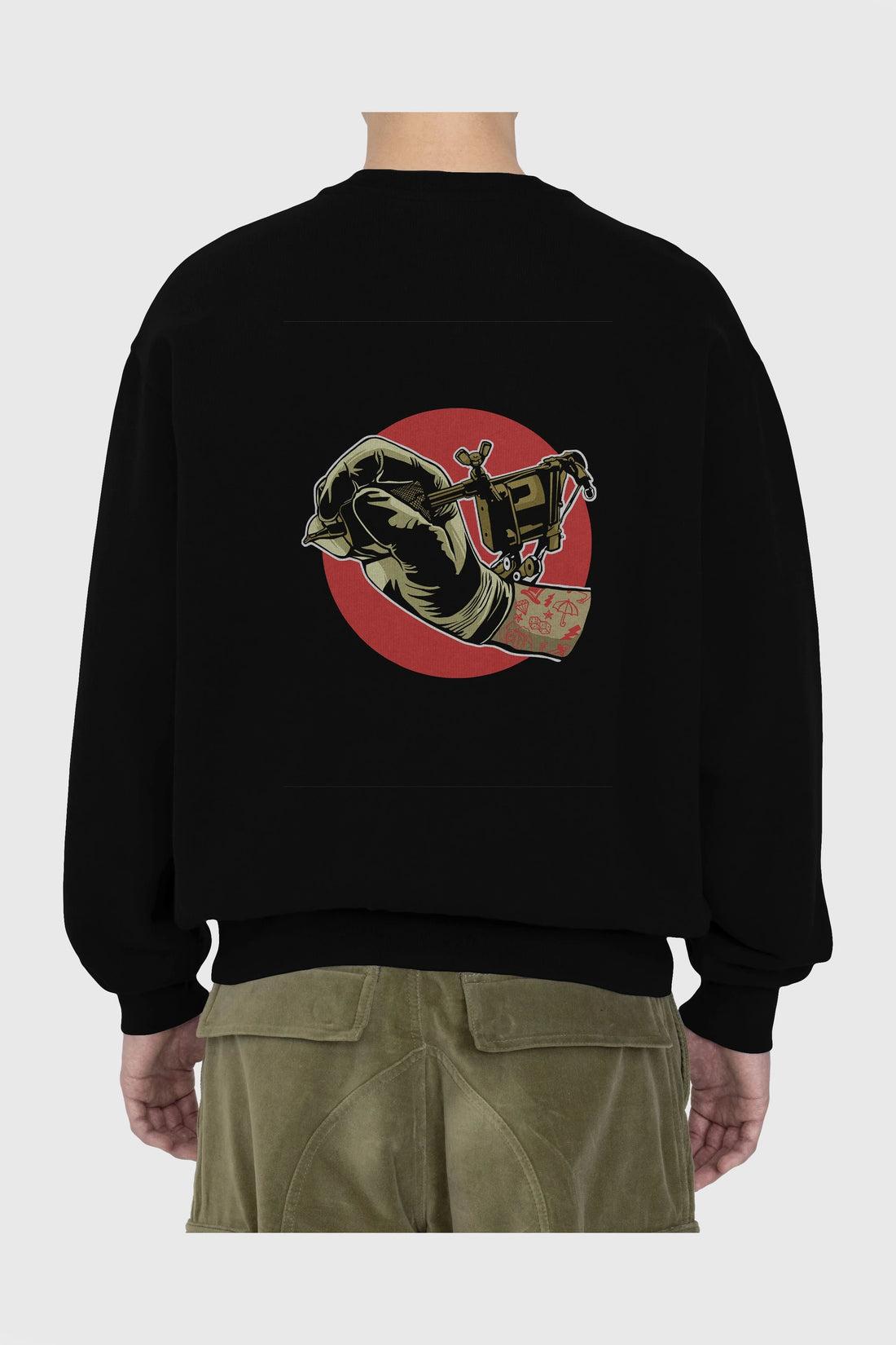 Tattoo Machine ] Arka Baskılı Oversize Sweatshirt Erkek Kadın Unisex