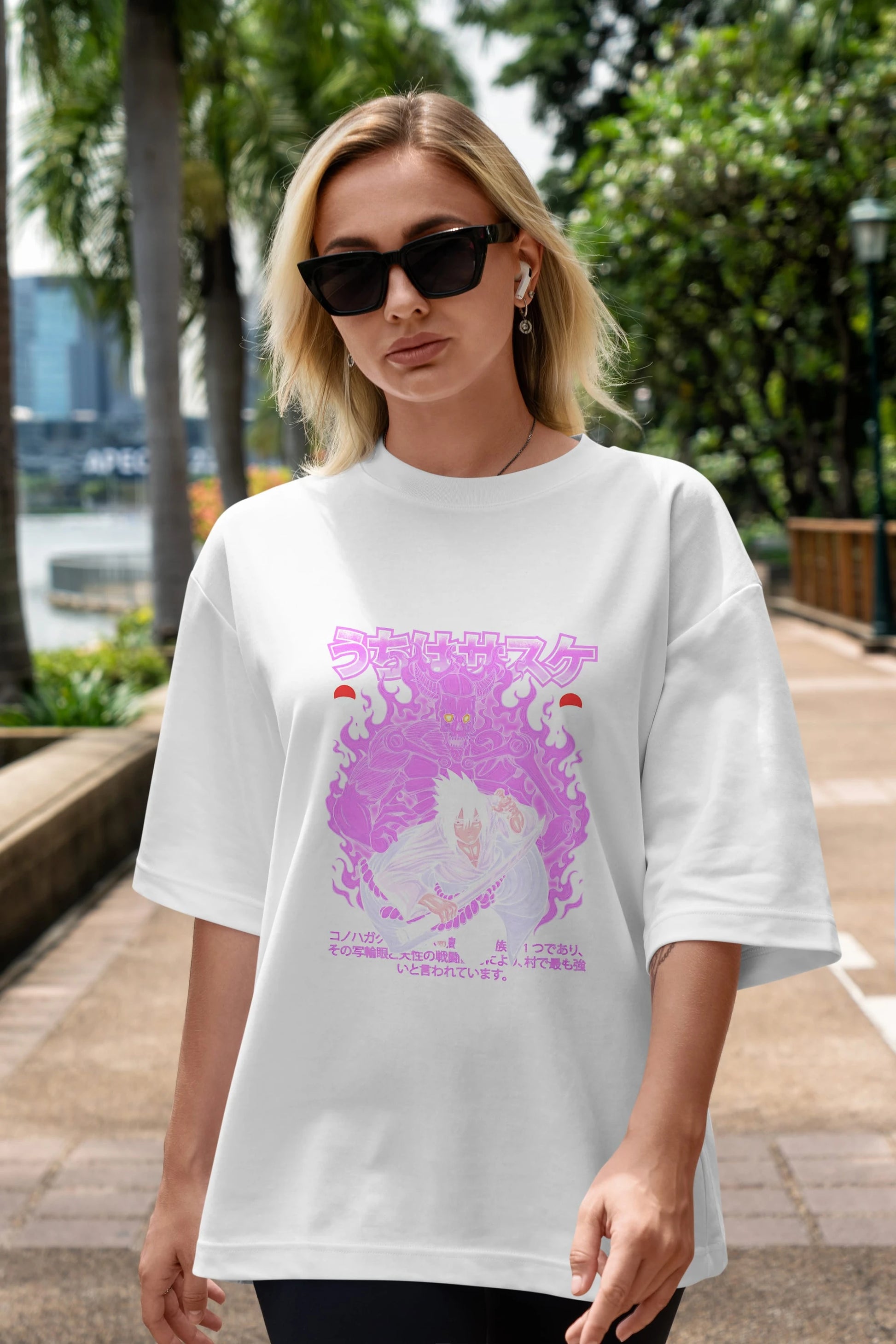 SASUKE UCHIHA NARUTO Anime Ön Baskılı Oversize t-shirt %100 pamuk Erkek Kadın Unisex