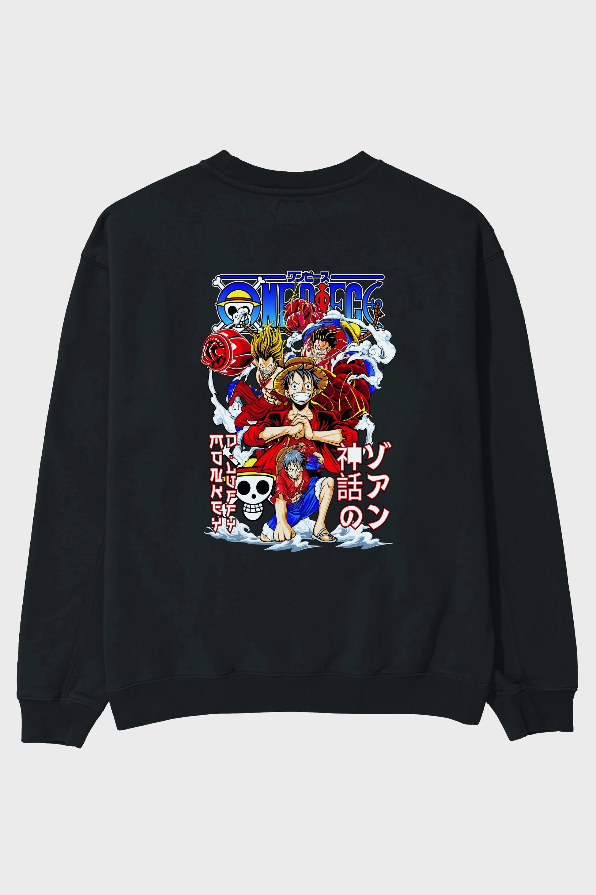 MONKEY D. LUFF-ONE PIECE 2 Anime Arka Baskılı Oversize Sweatshirt Erkek Kadın Unisex