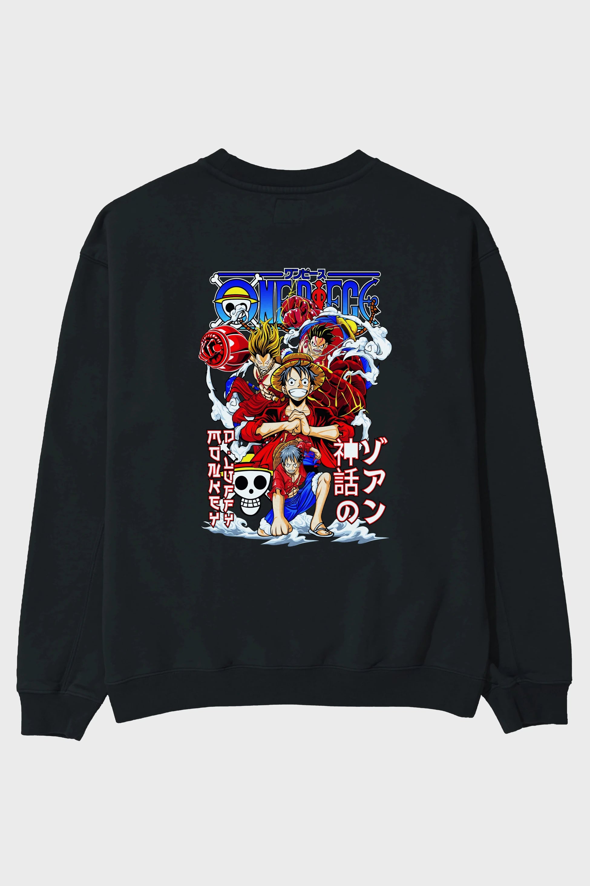 MONKEY D. LUFF-ONE PIECE 2 Anime Arka Baskılı Oversize Sweatshirt Erkek Kadın Unisex
