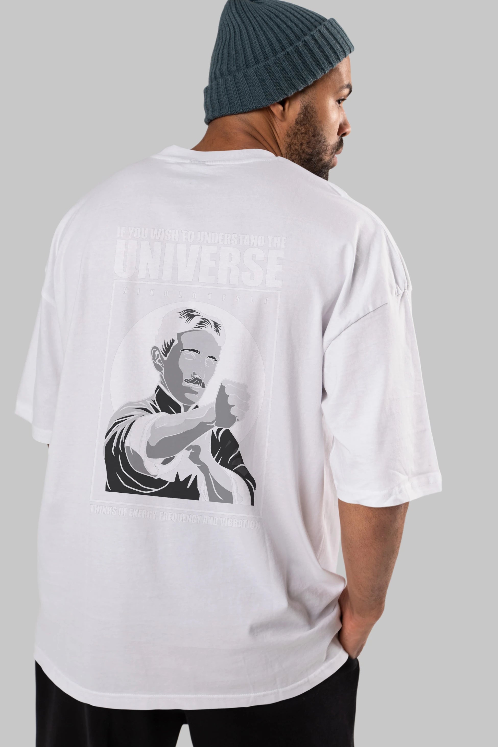 Nicola Tesla Ip Man Arka Baskılı Oversize t-shirt Erkek Kadın Unisex %100 Pamuk tişort