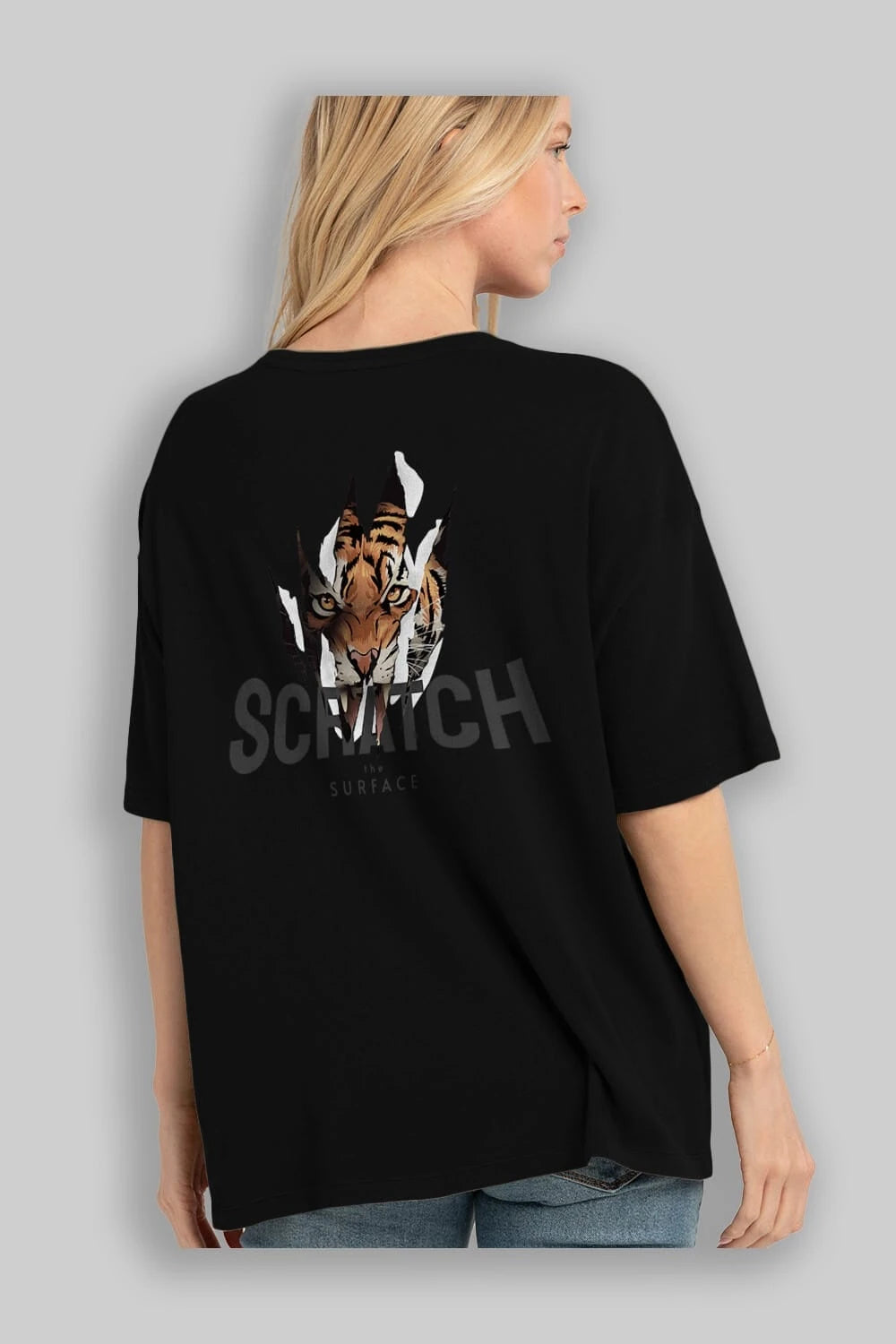 Teddy Bear Scratch Arka Baskılı Oversize t-shirt Erkek Kadın Unisex %100 Pamuk