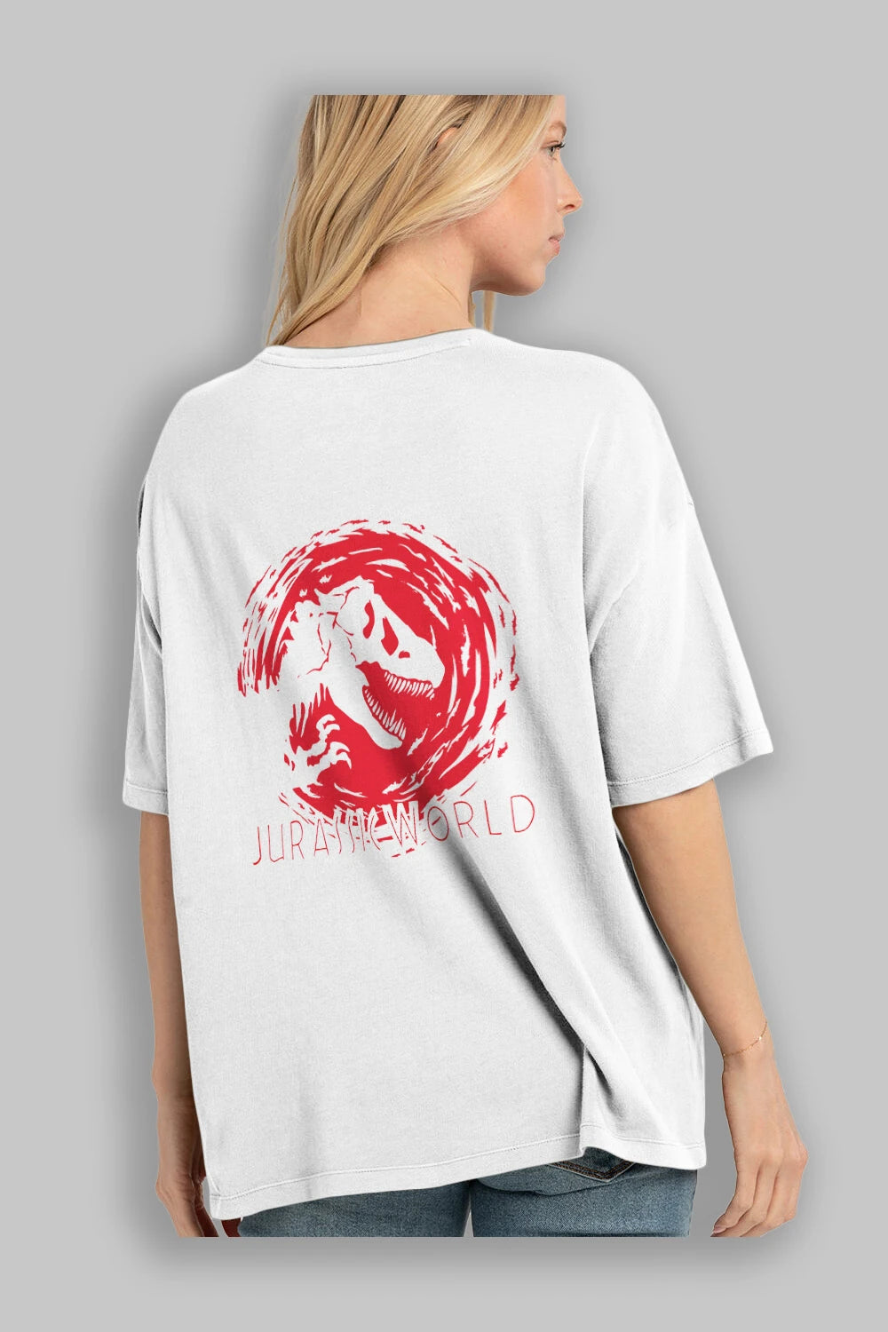 Jurassic Park (3) Arka Baskılı Oversize t-shirt Erkek Kadın Unisex %100 Pamuk Bisiklet Yaka tişort