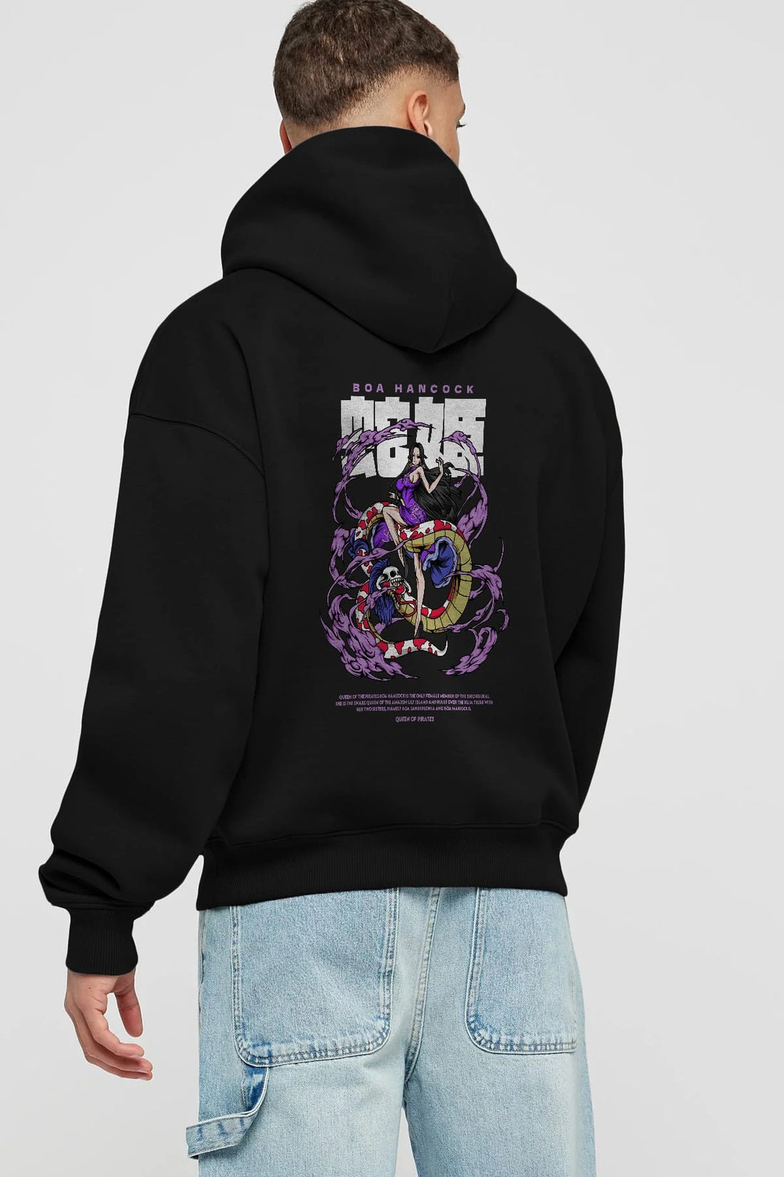 Boa Hancock Anime Arka Baskılı Hoodie Oversize Kapüşonlu Sweatshirt Erkek Kadın Unisex