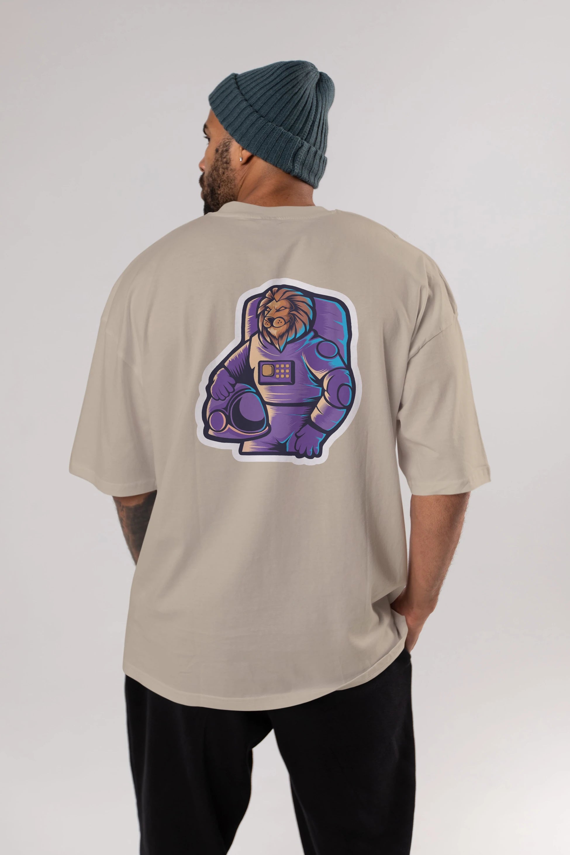 Astroking Sticker Arka Baskılı Oversize t-shirt Erkek Kadın Unisex