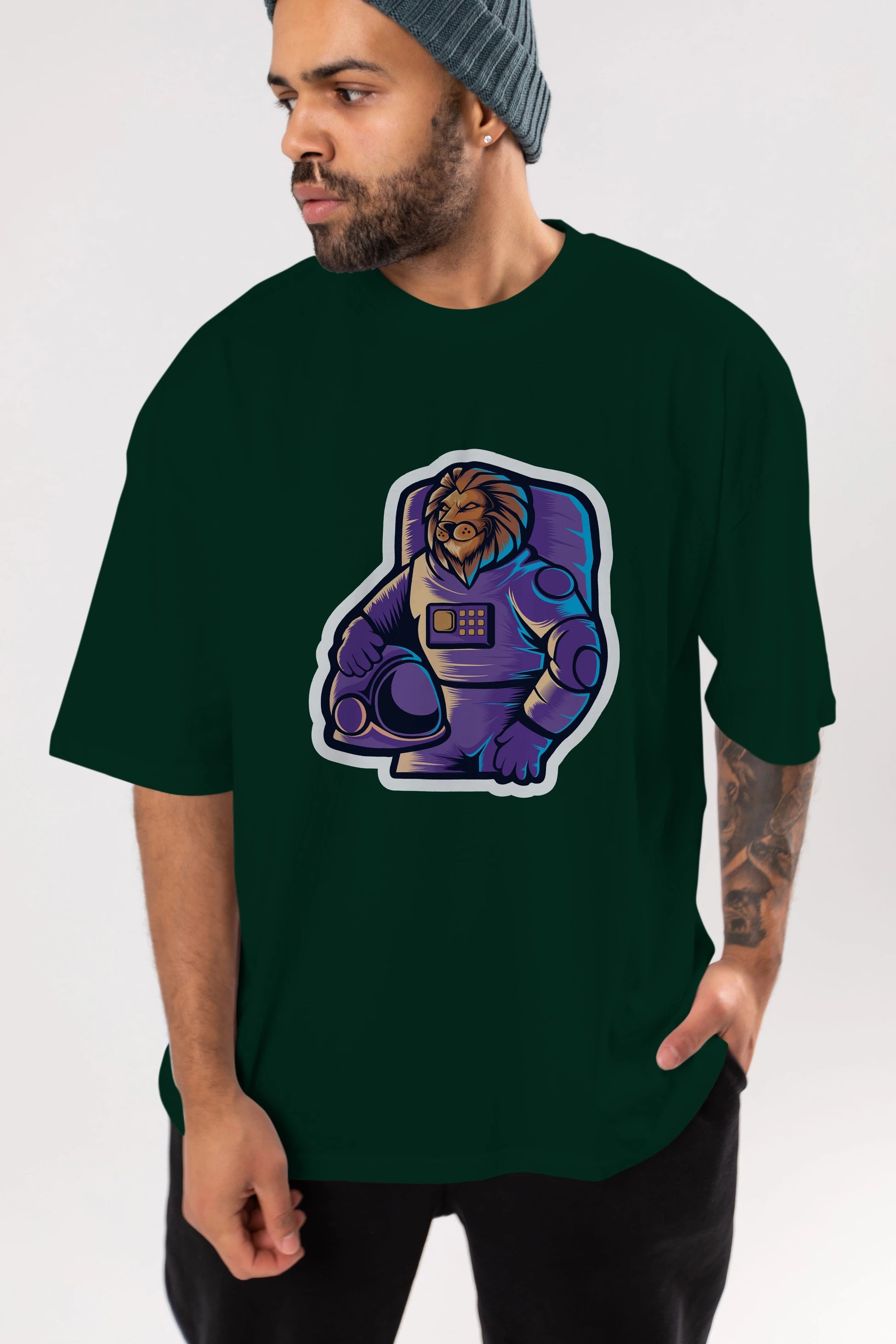 Astroking Sticker Ön Baskılı Oversize t-shirt Erkek Kadın Unisex