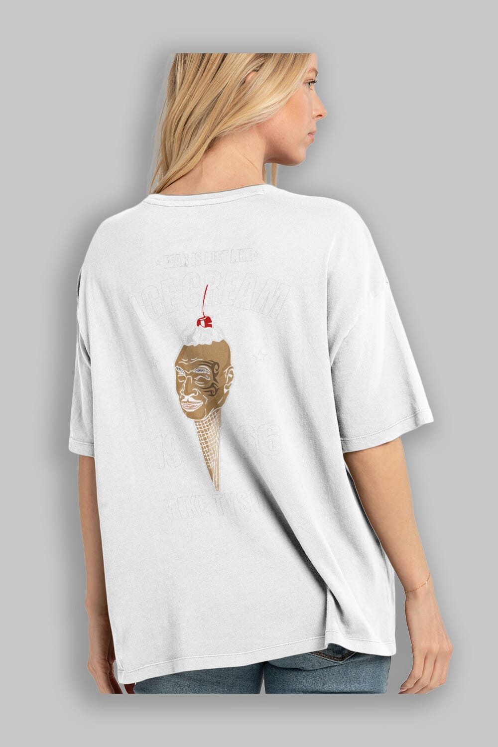 Tyson Ice Cream Arka Baskılı Oversize t-shirt Erkek Kadın Unisex %100 Pamuk tişort