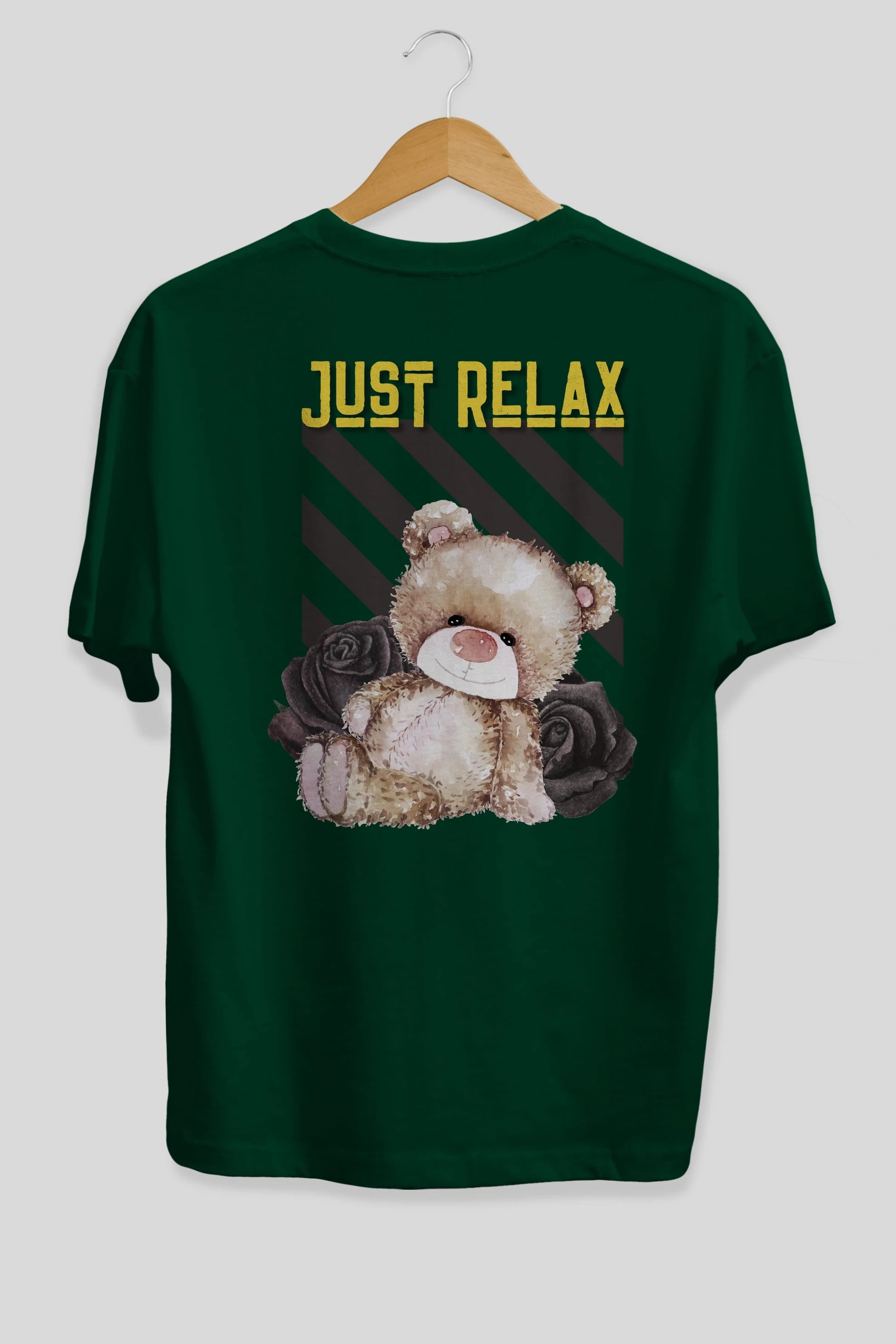 Just Relax Teddy Bear Arka Baskılı Oversize t-shirt Erkek Kadın Unisex