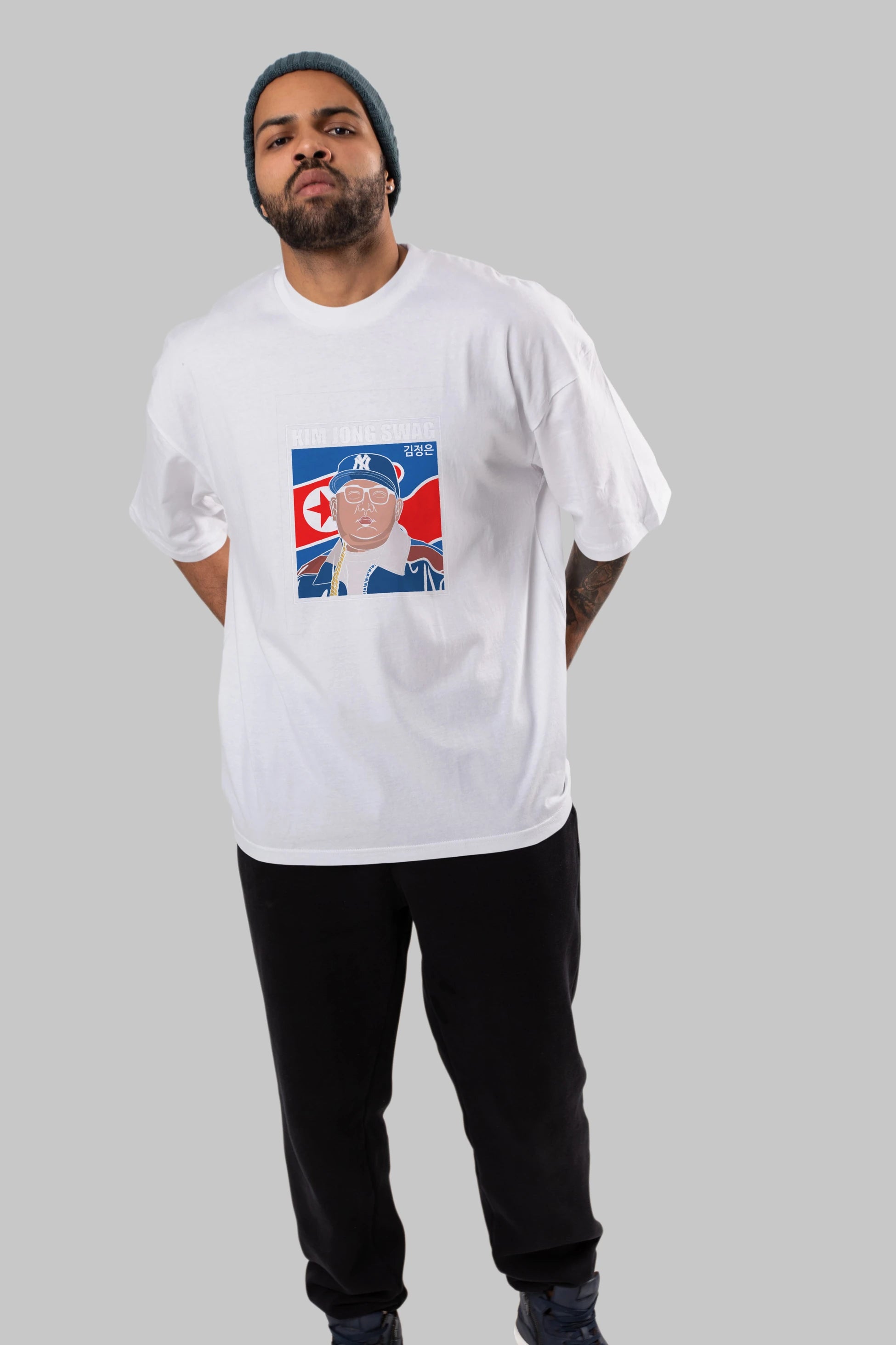 King Jong Swag Ön Baskılı Oversize t-shirt Erkek Kadın Unisex %100 Pamuk tişort