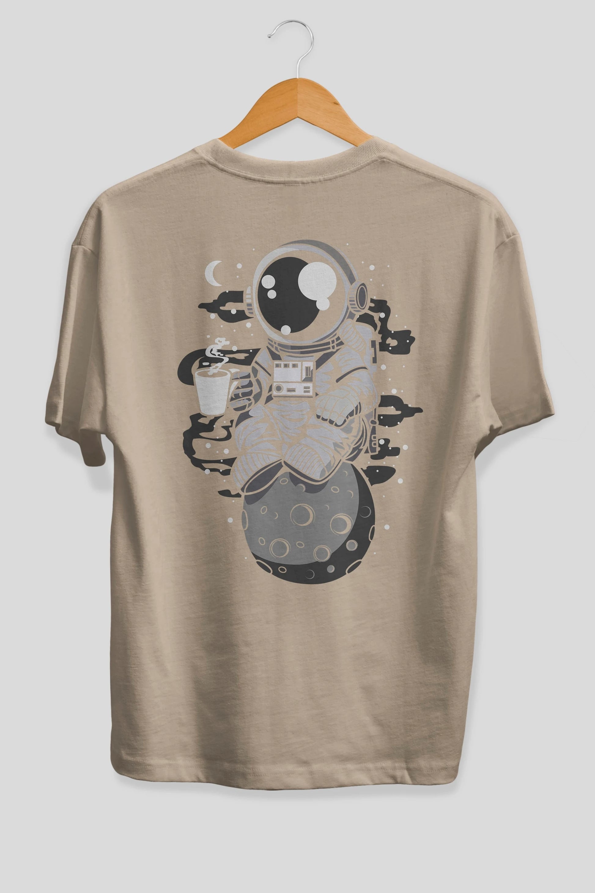 Astronaut Coffee Arka Baskılı Oversize t-shirt Erkek Kadın Unisex