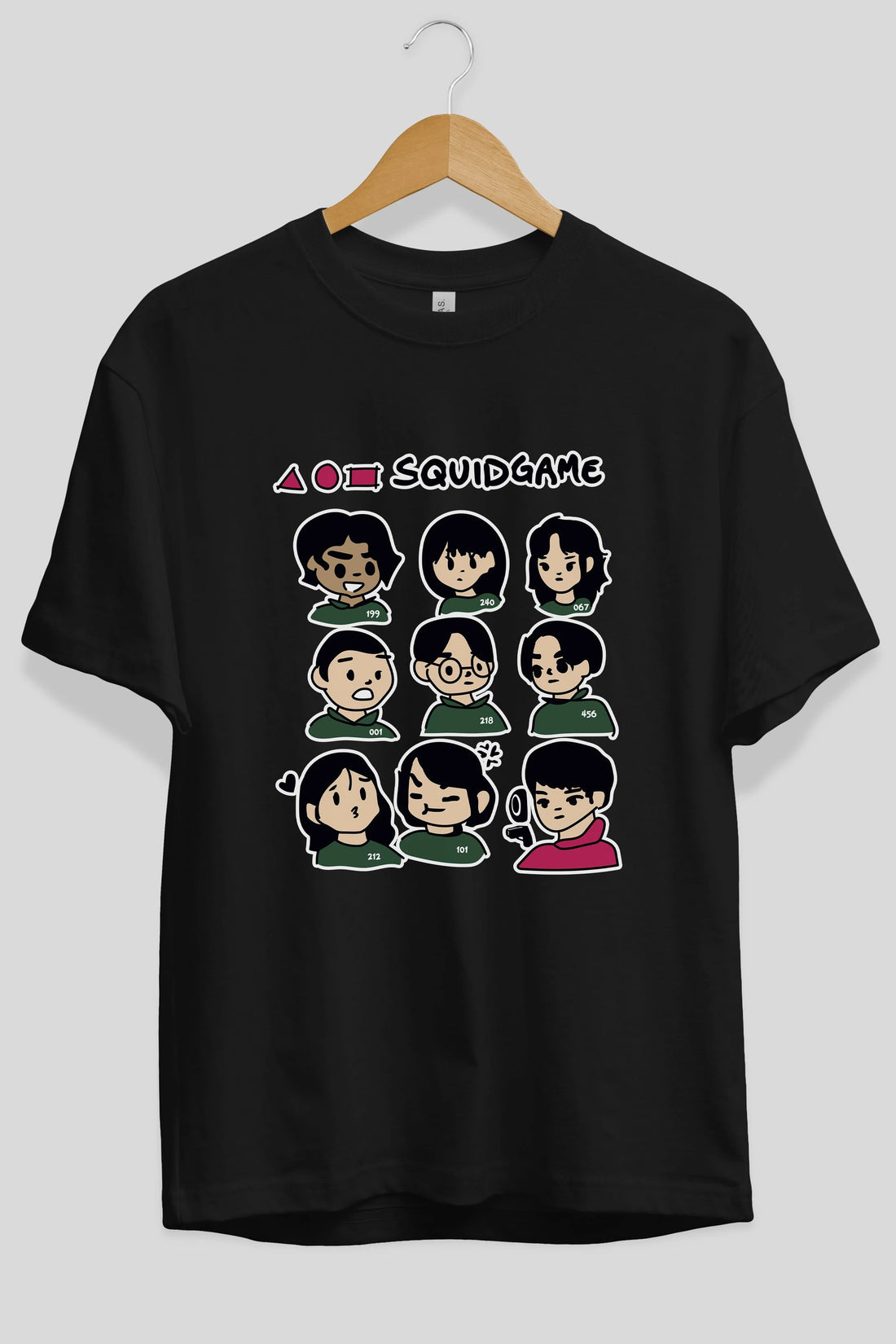 Squid Game (3) Ön Baskılı Oversize t-shirt Erkek Kadın Unisex %100 Pamuk Bisiklet Yaka tişort